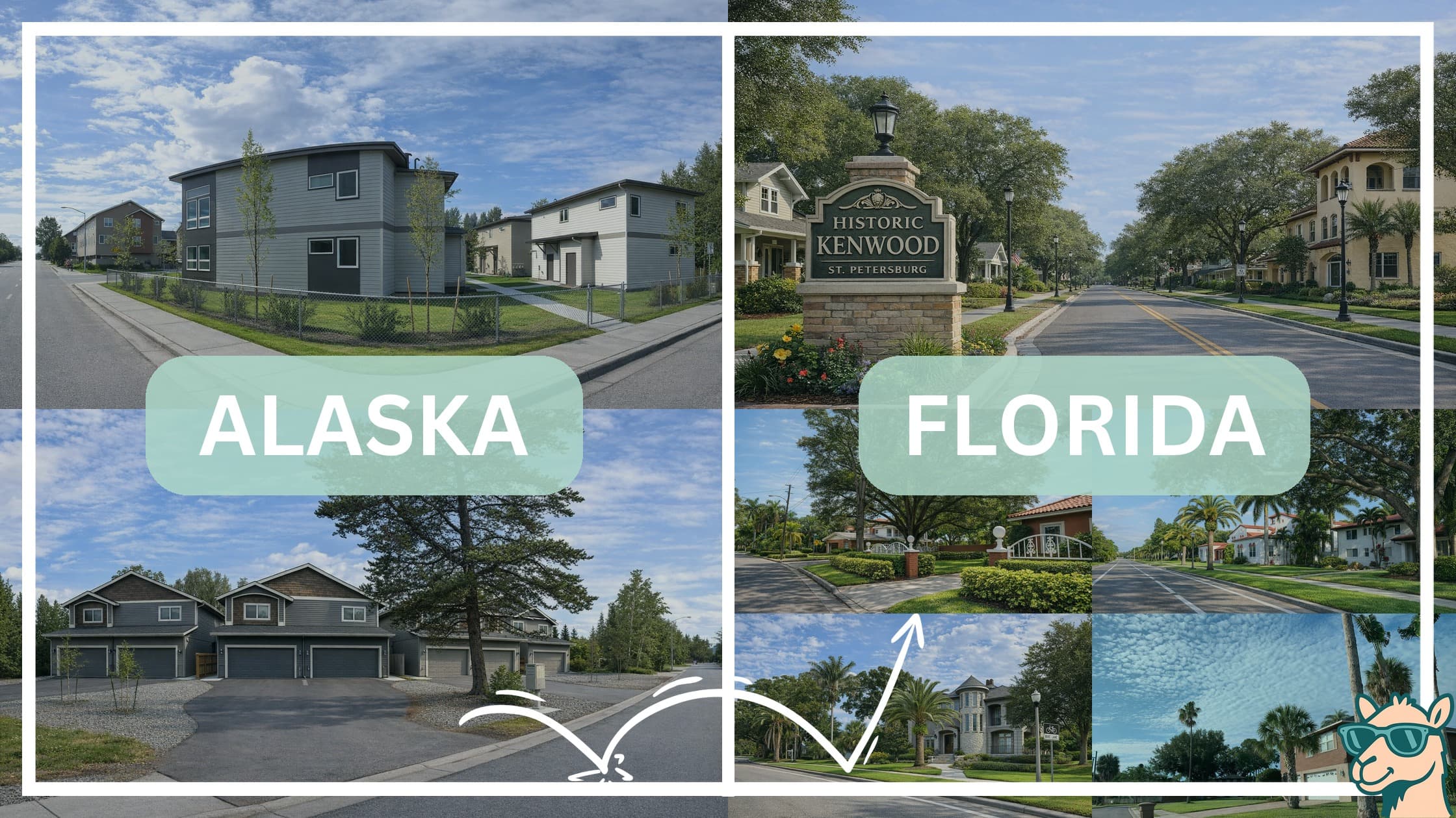 comparison of housing options and types between neighborhoods in Alaska and Florida