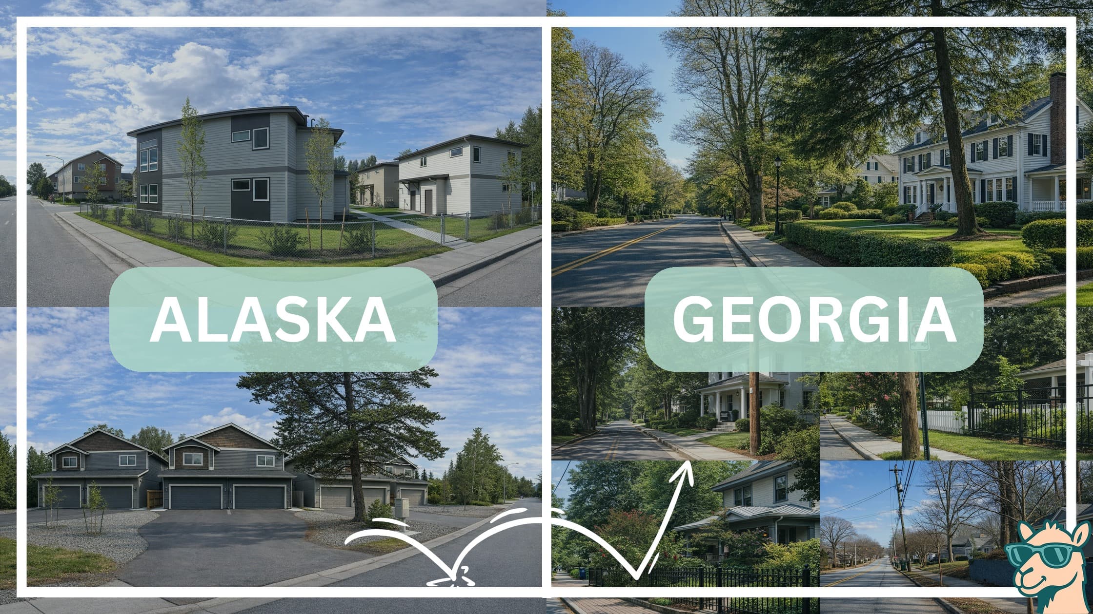 comparison of housing options and types between neighborhoods in Alaska and Georgia