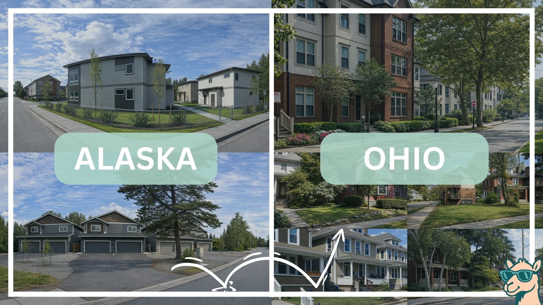 comparison of housing options and types between neighborhoods in Alaska and Ohio