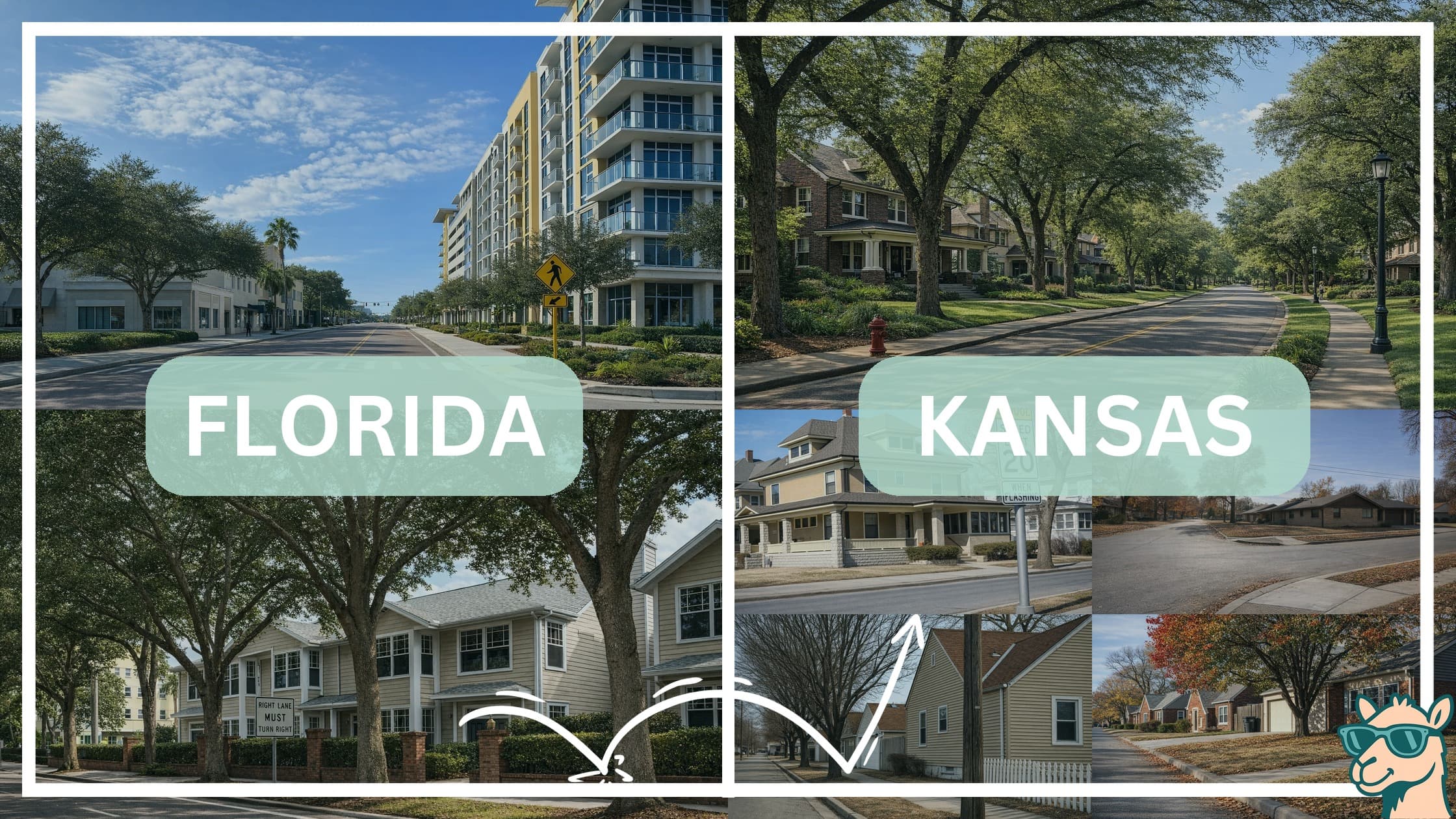 comparison of housing options and types between neighborhoods in Florida and Kansas