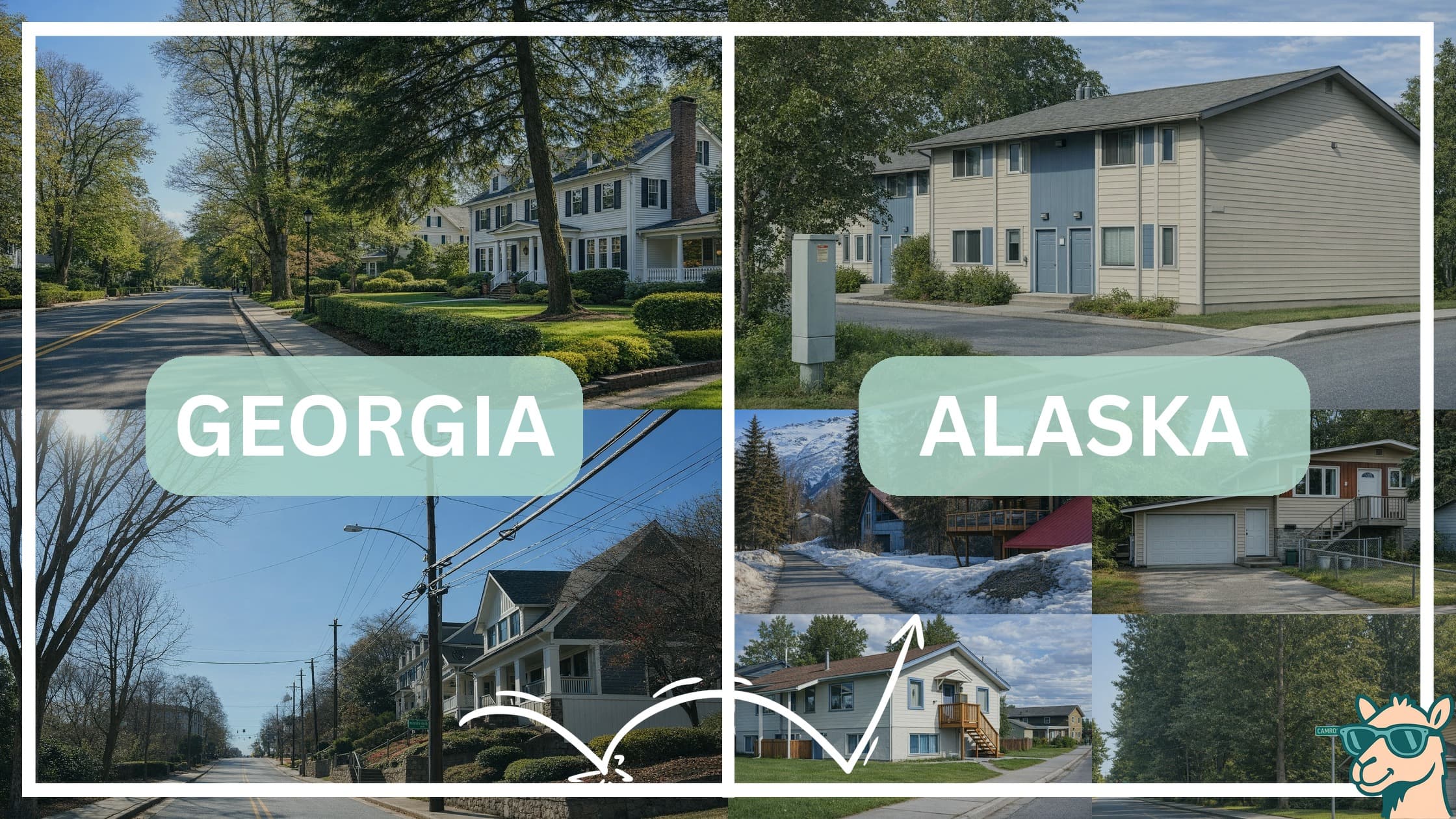 comparison of housing options and types between neighborhoods in Georgia and Alaska