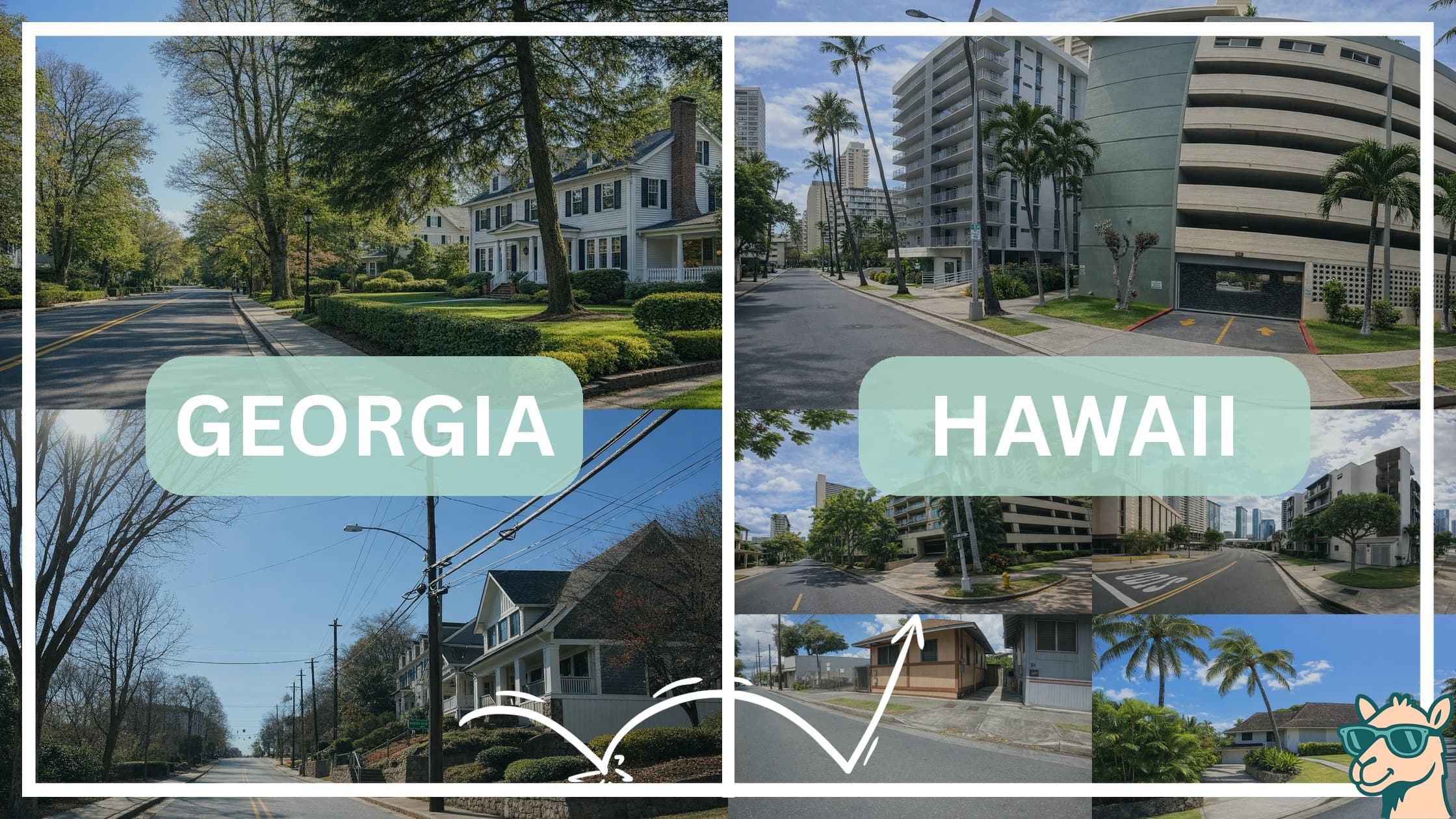 comparison of housing options and types between neighborhoods in Georgia and Hawaii