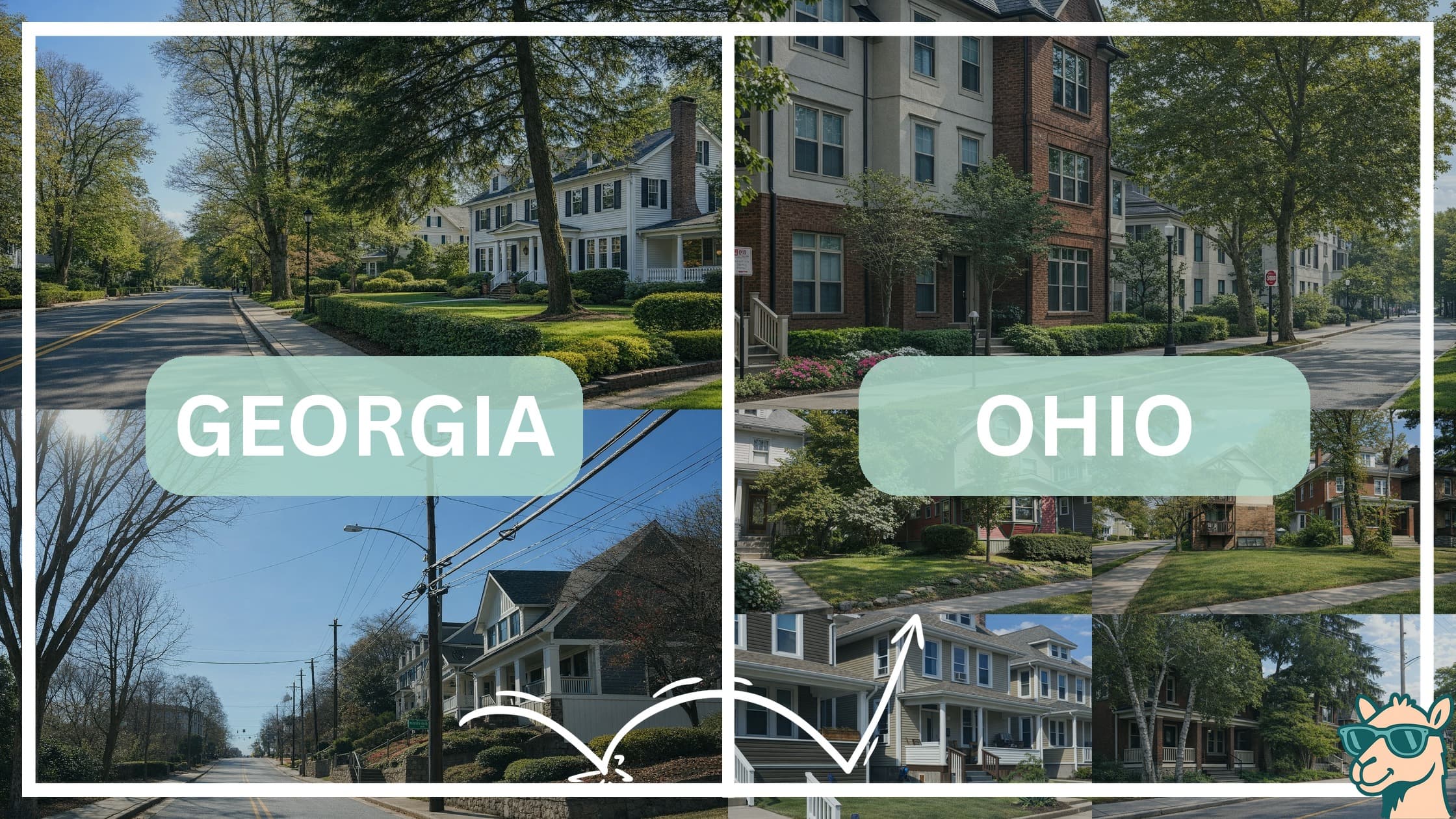 comparison of housing options and types between neighborhoods in Georgia and Ohio