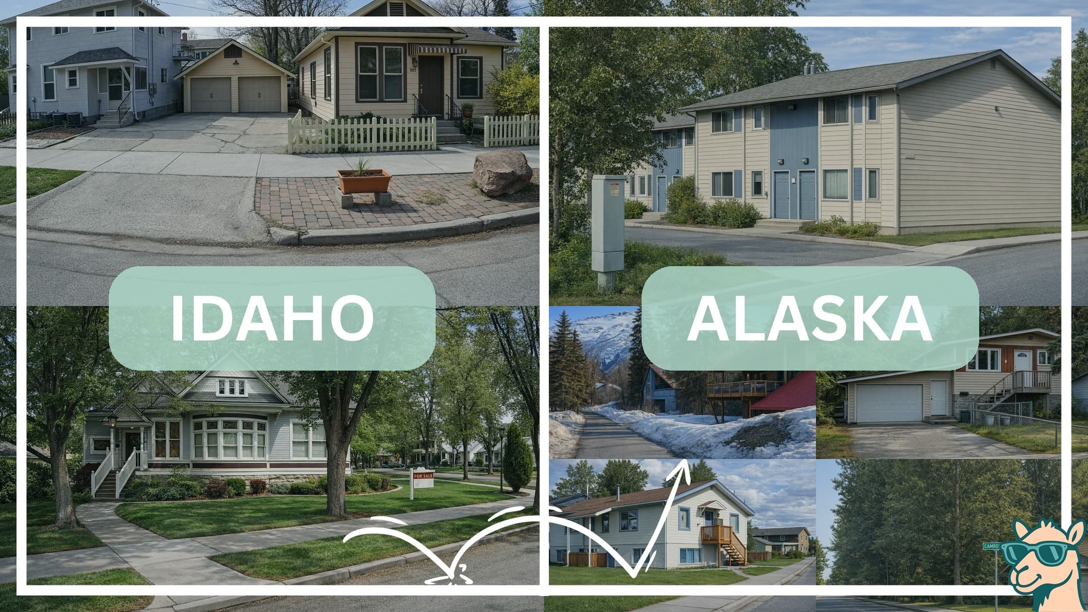 comparison of housing options and types between neighborhoods in Idaho and Alaska