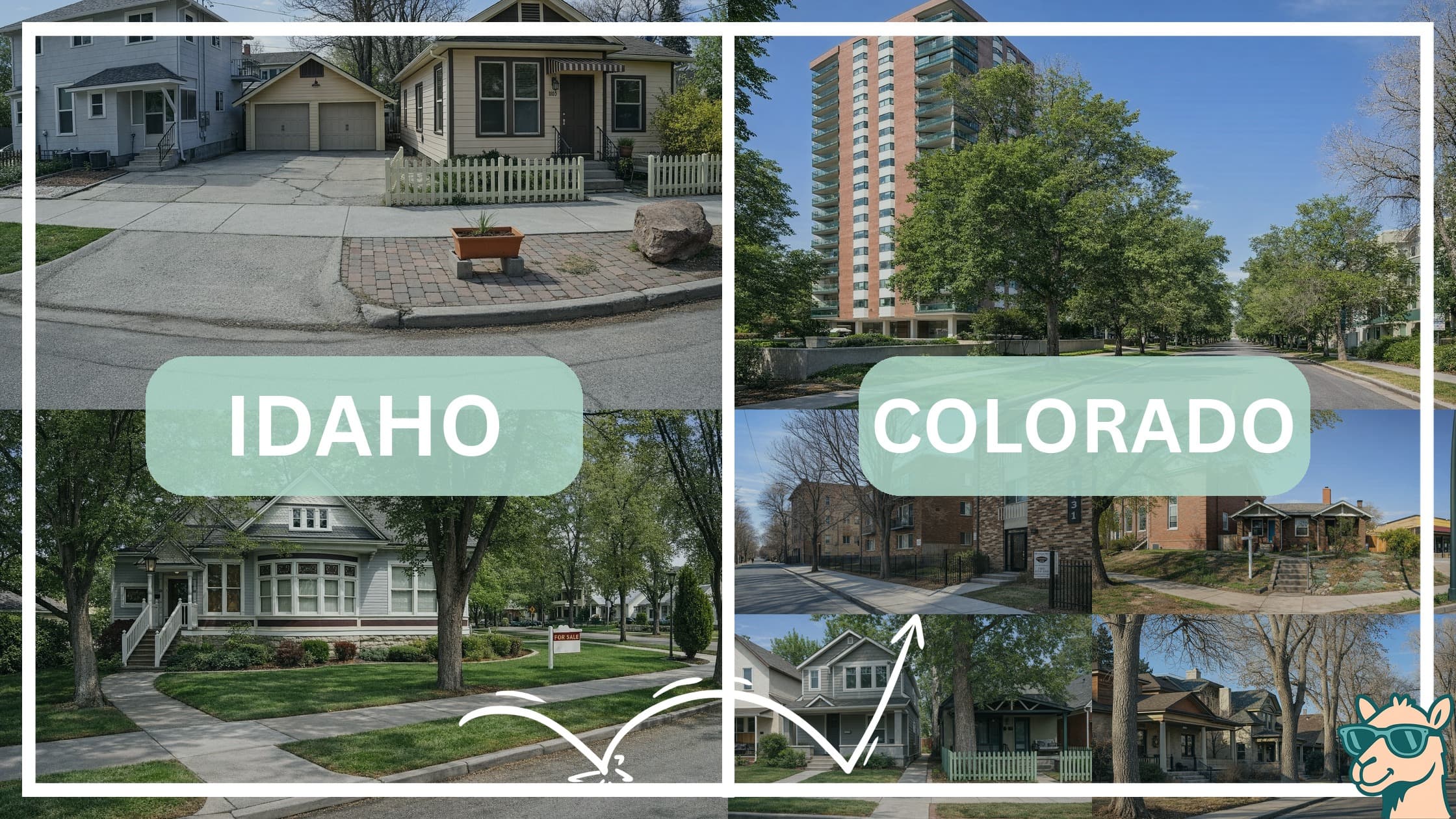 comparison of housing options and types between neighborhoods in Idaho and Colorado