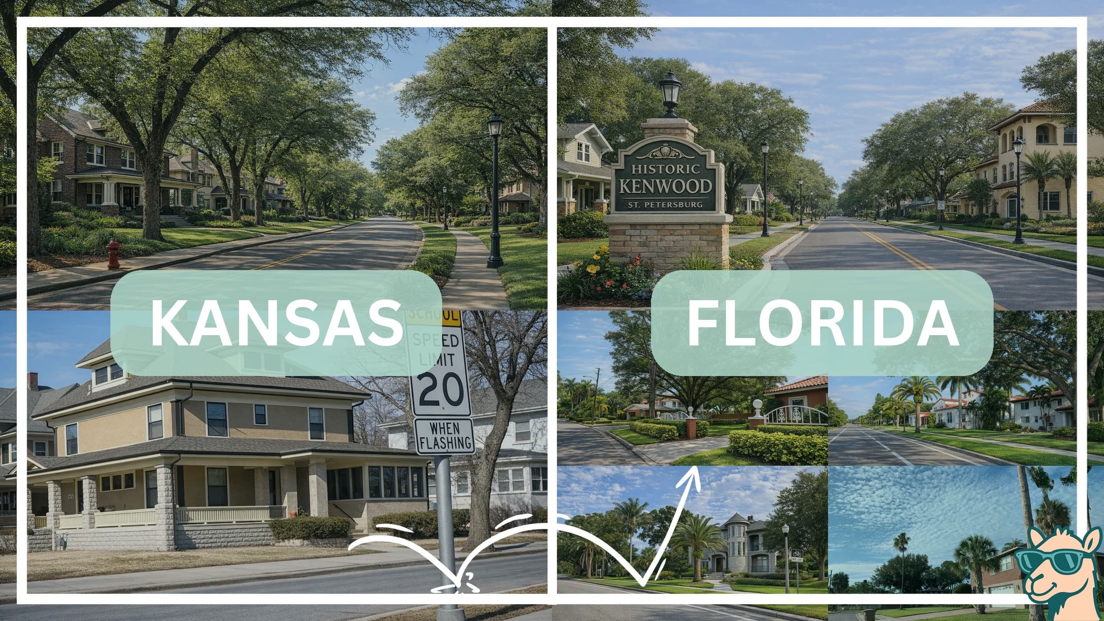 comparison of housing options and types between neighborhoods in Kansas and Florida