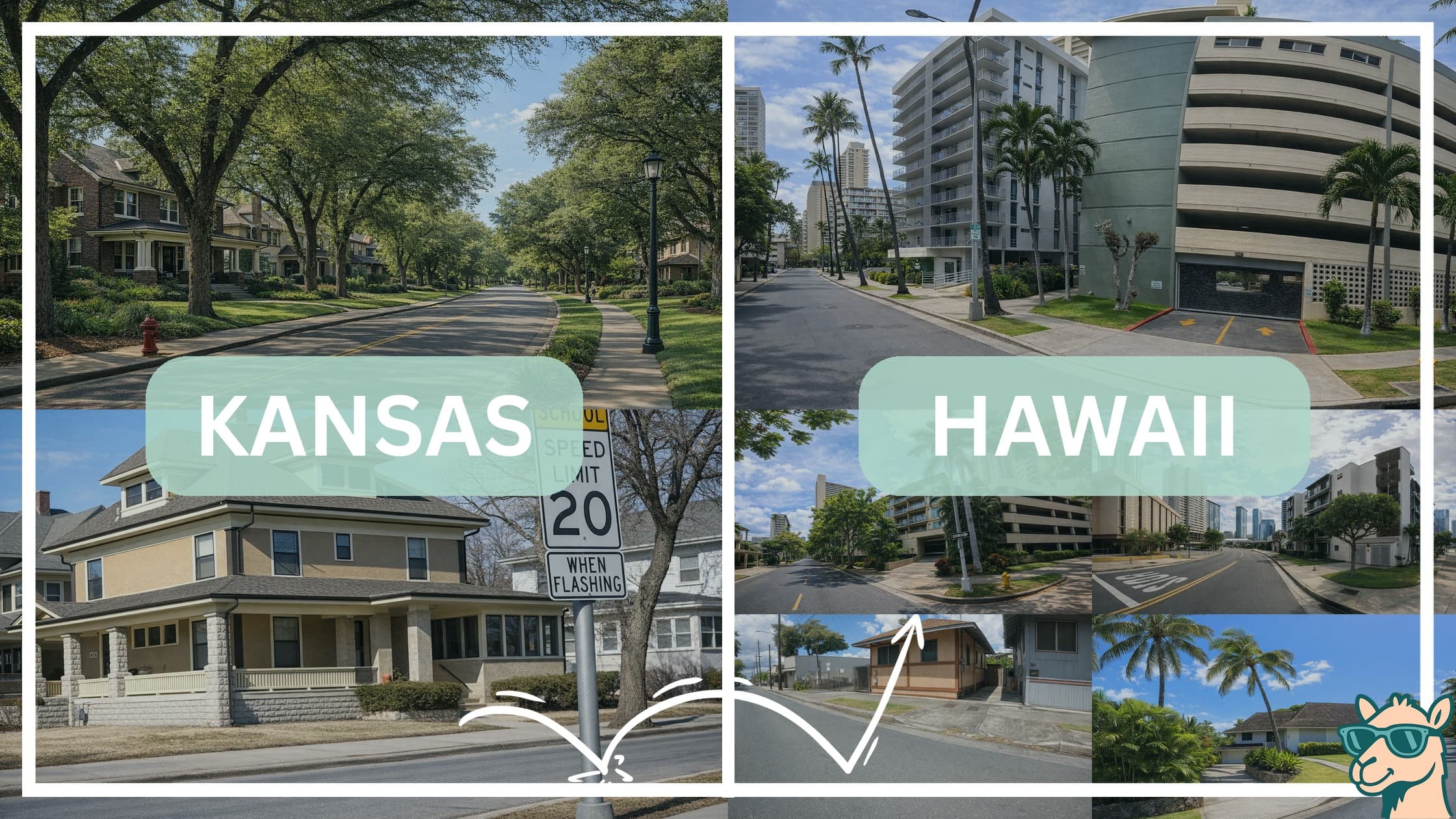 comparison of housing options and types between neighborhoods in Kansas and Hawaii