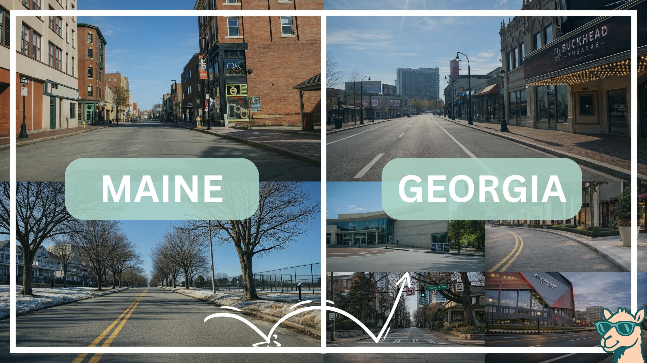 comparison of hotspots between neighborhoods in Maine and Georgia