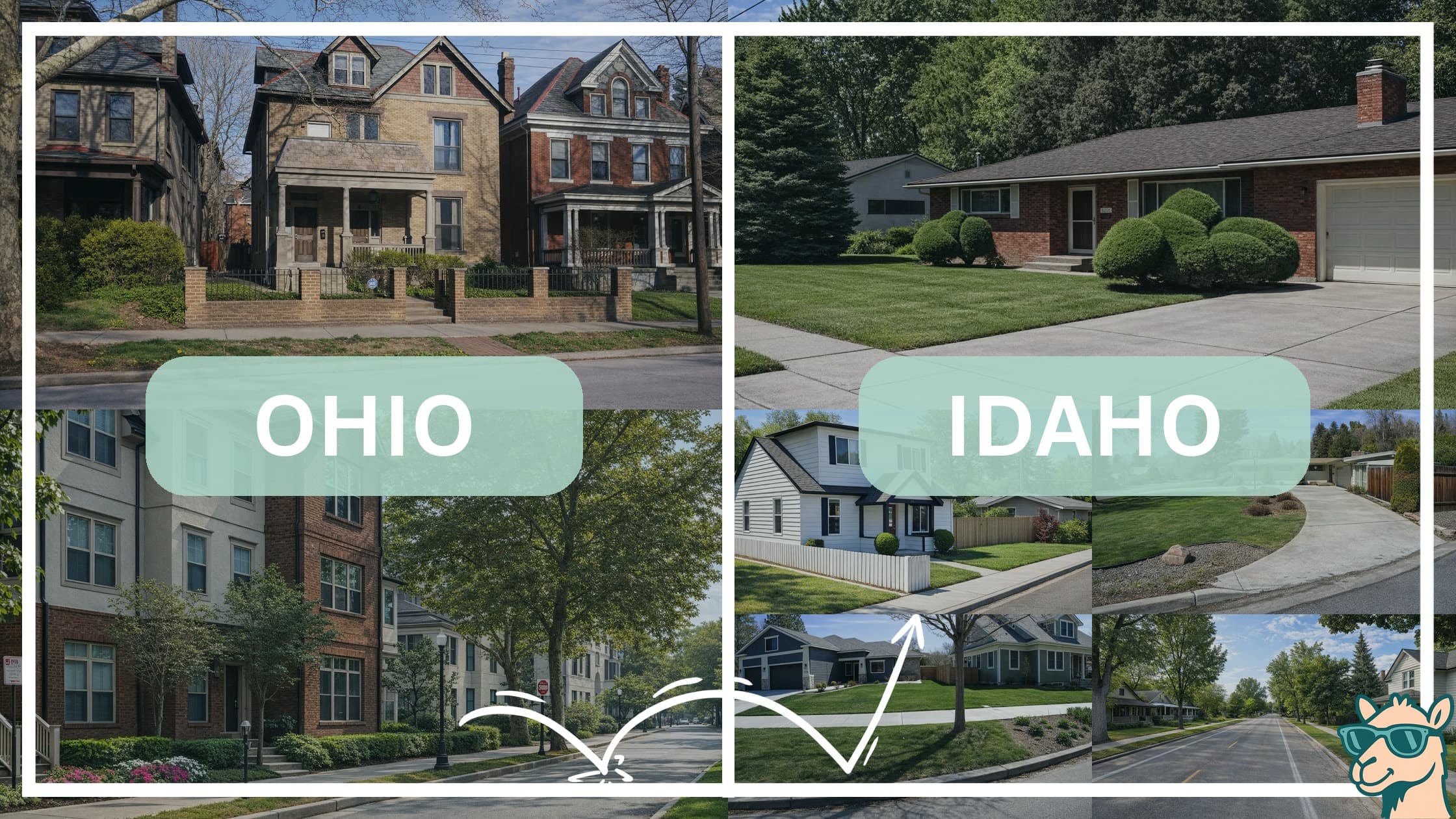 comparison of housing options and types between neighborhoods in Ohio and Idaho
