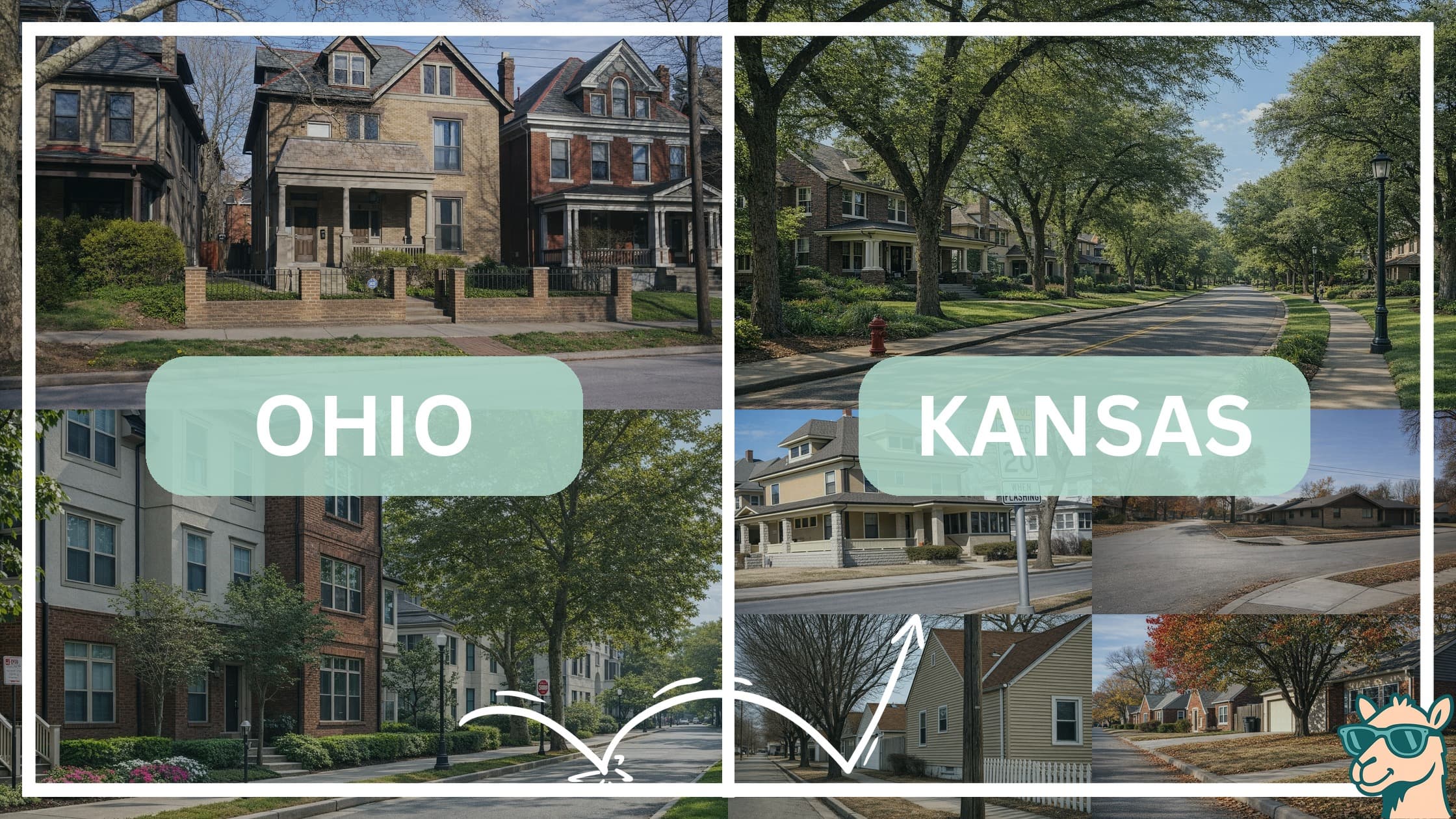 comparison of housing options and types between neighborhoods in Ohio and Kansas