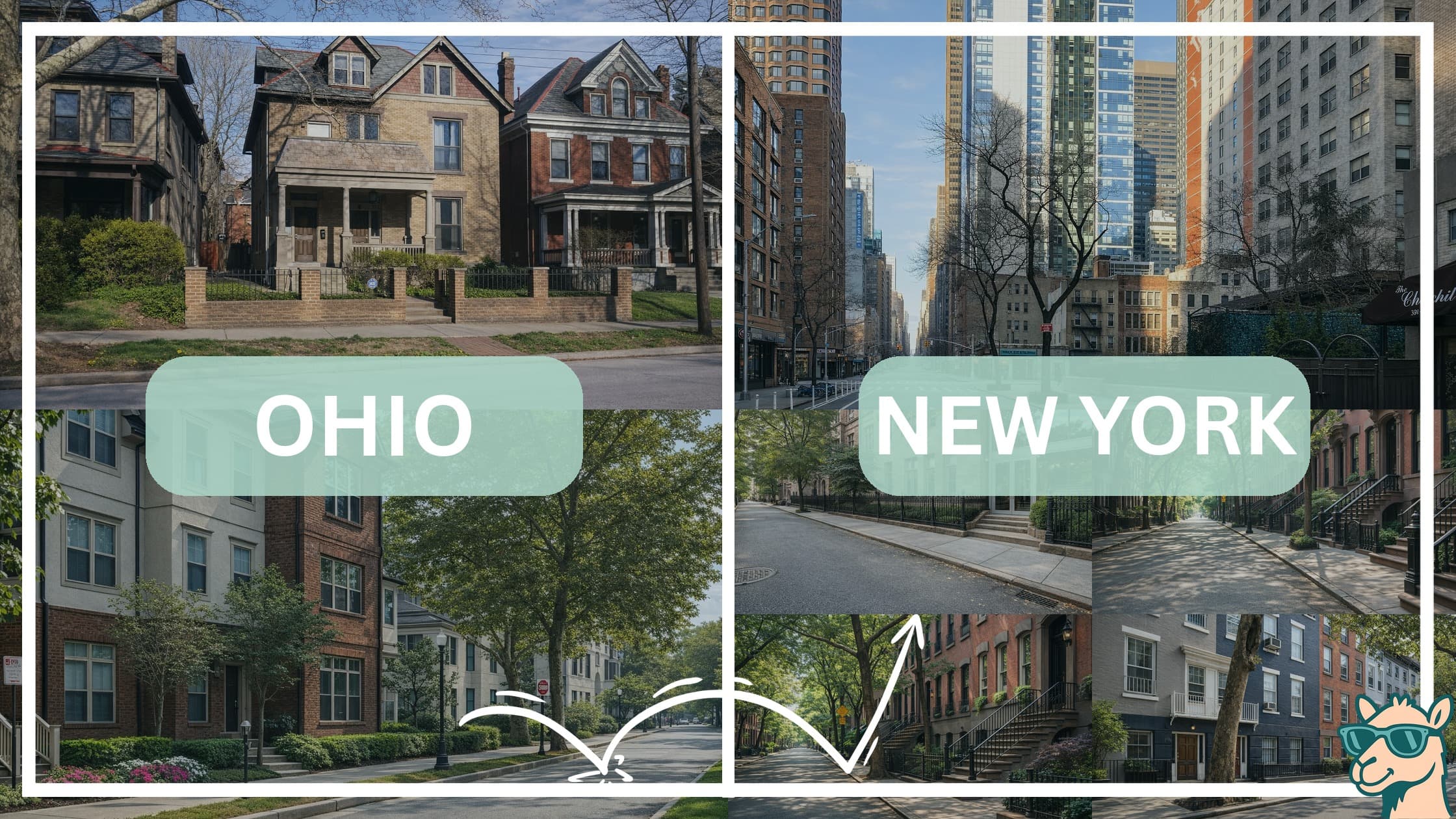 comparison of housing options and types between neighborhoods in Ohio and New York