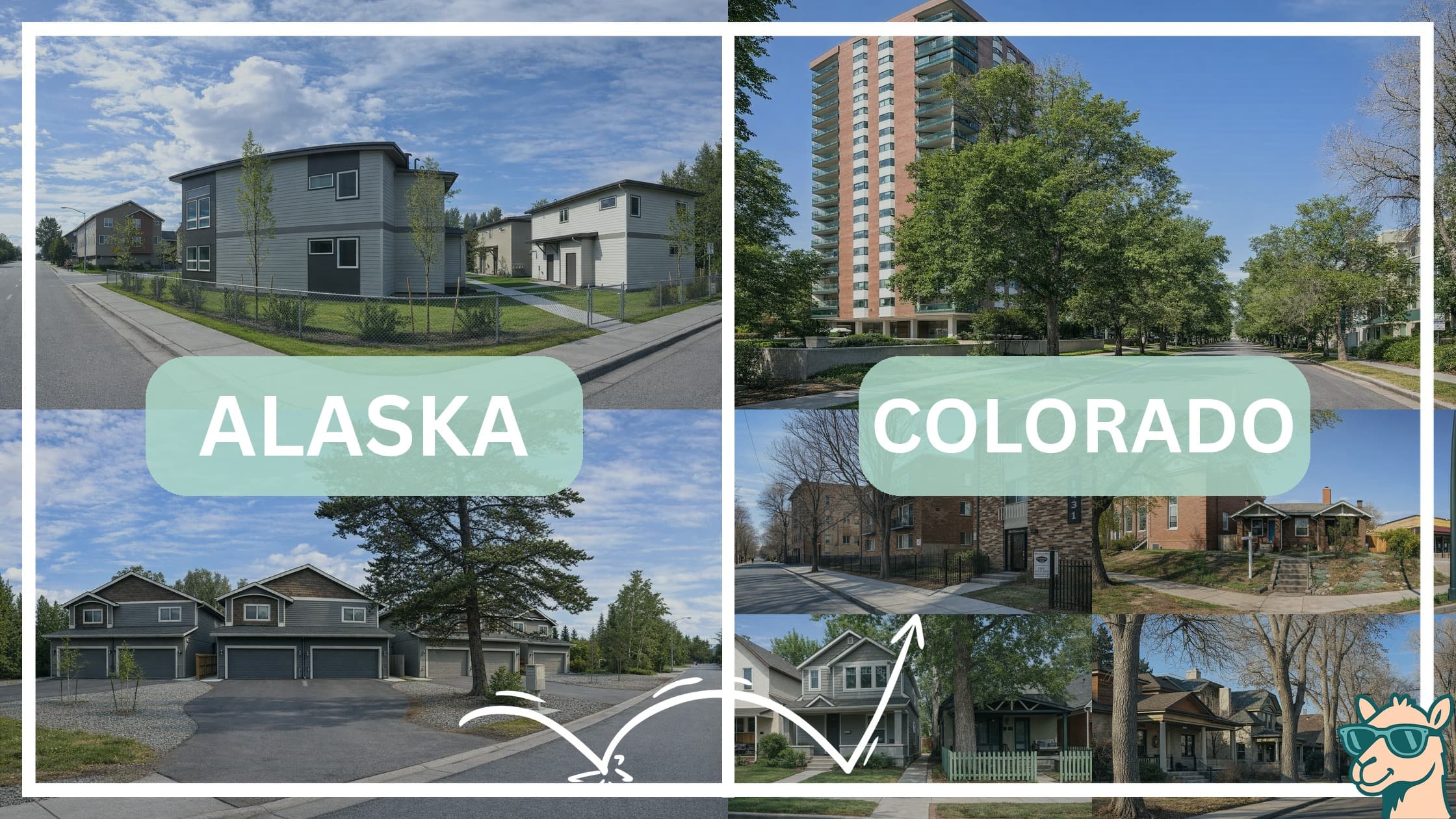 comparison of housing options and types between neighborhoods in Alaska and Colorado