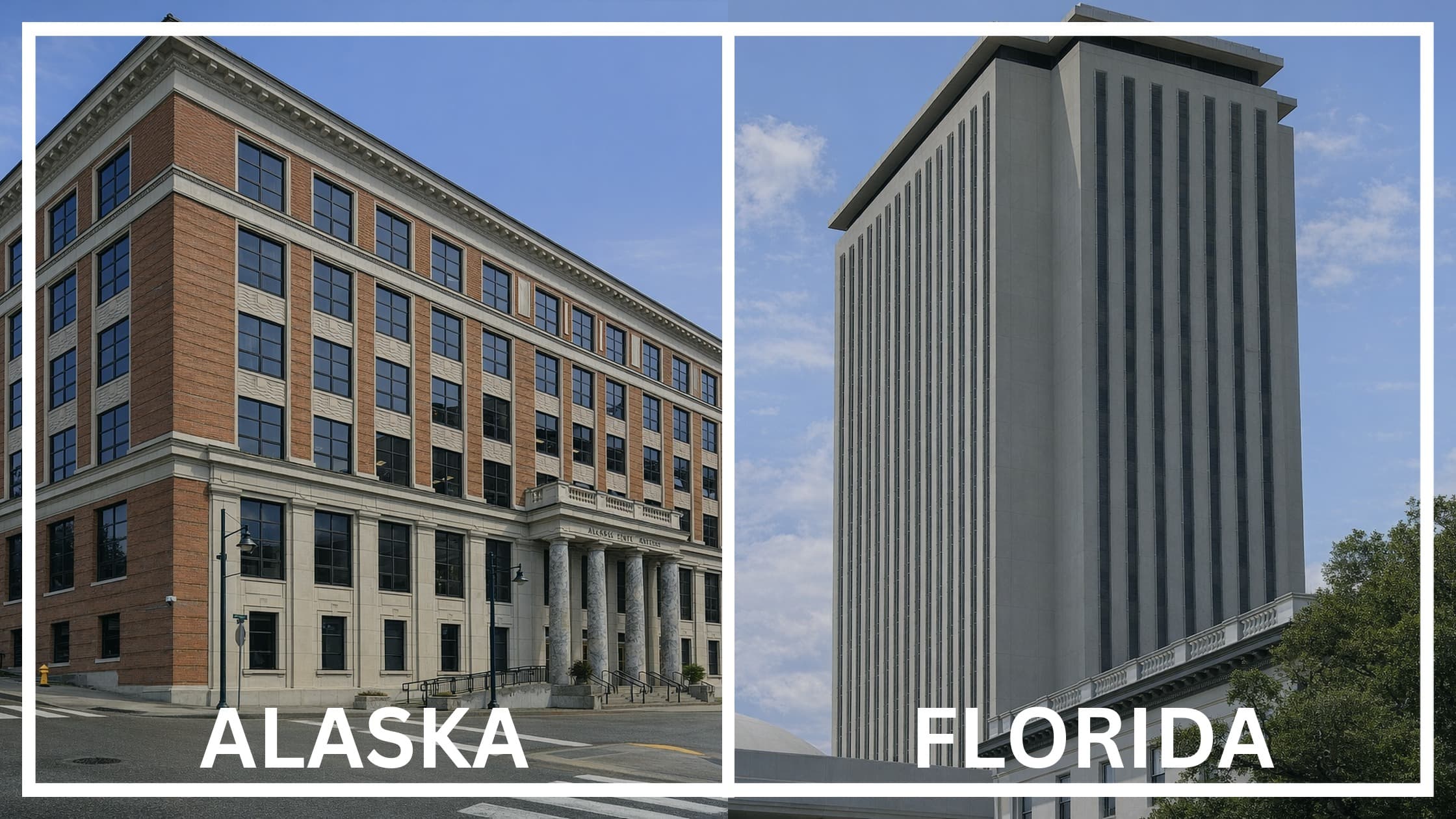 Comparing the state capitol buildings between Alaska and Florida.