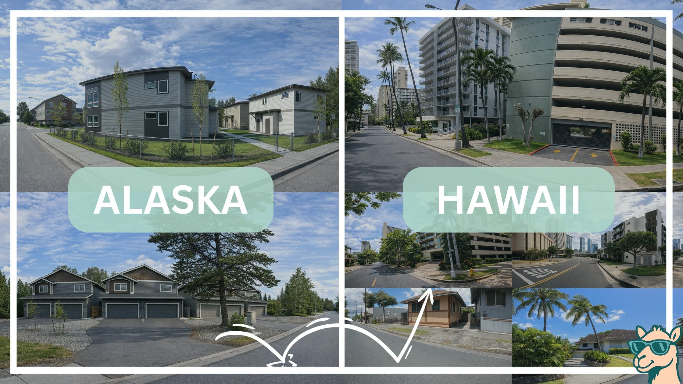 comparison of housing options and types between neighborhoods in Alaska and Hawaii