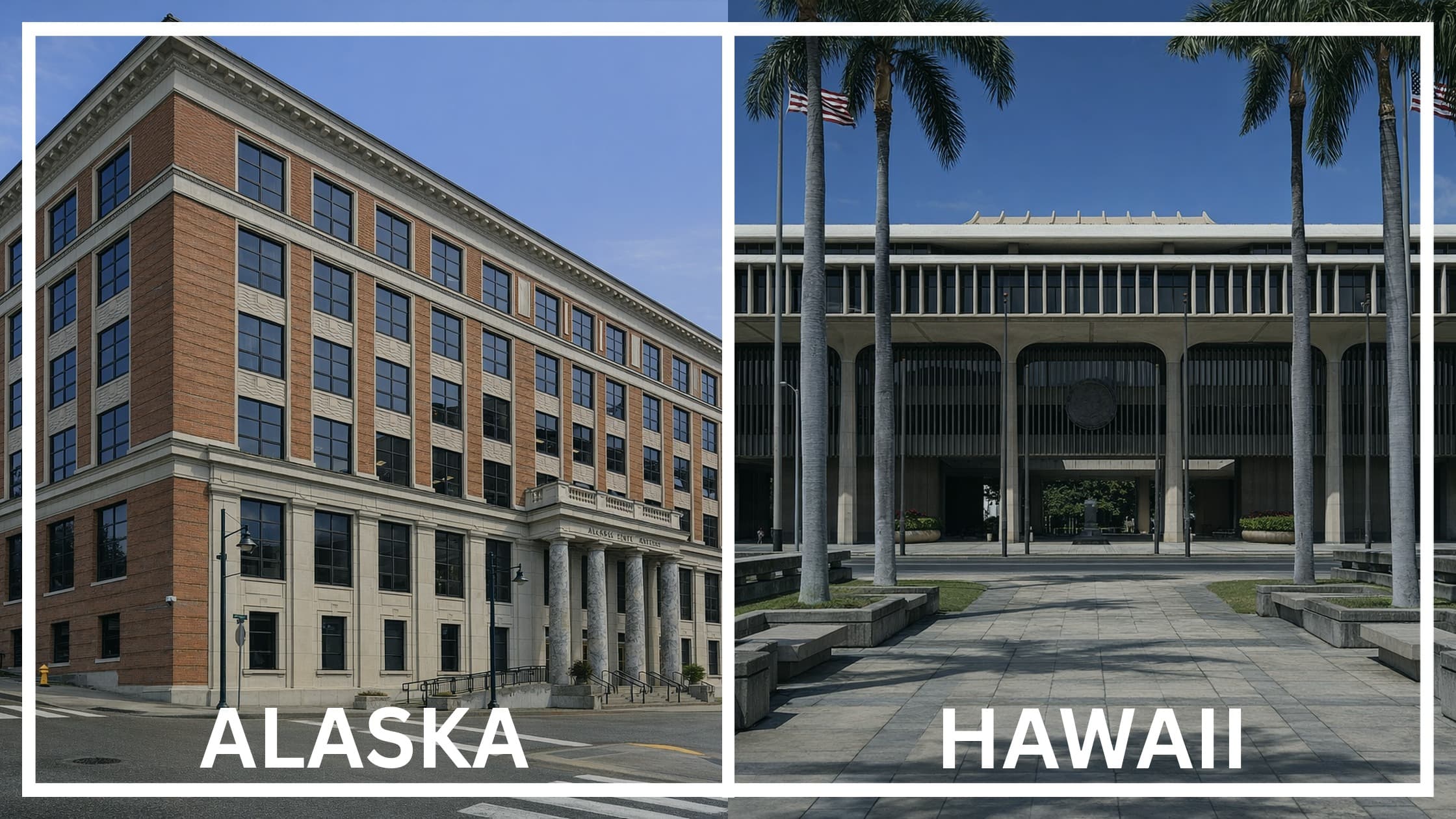 Comparing the state capitol buildings between Alaska and Hawaii.