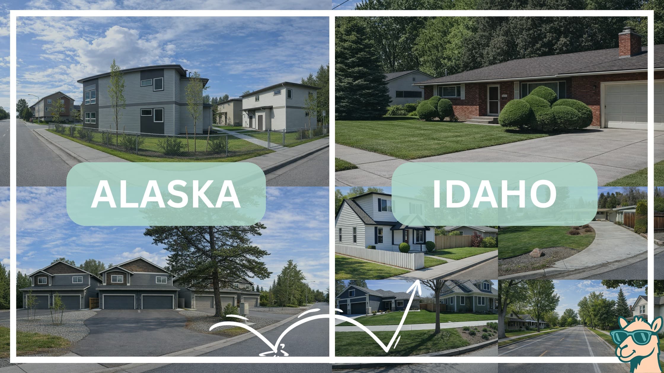 comparison of housing options and types between neighborhoods in Alaska and Idaho