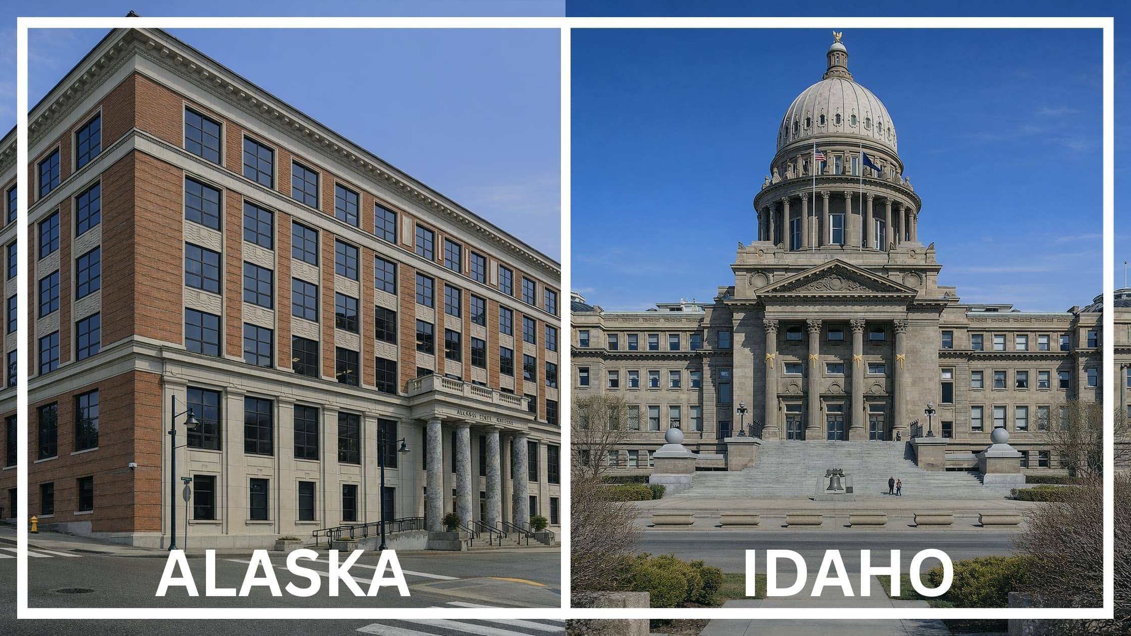 Comparing the state capitol buildings between Alaska and Idaho.
