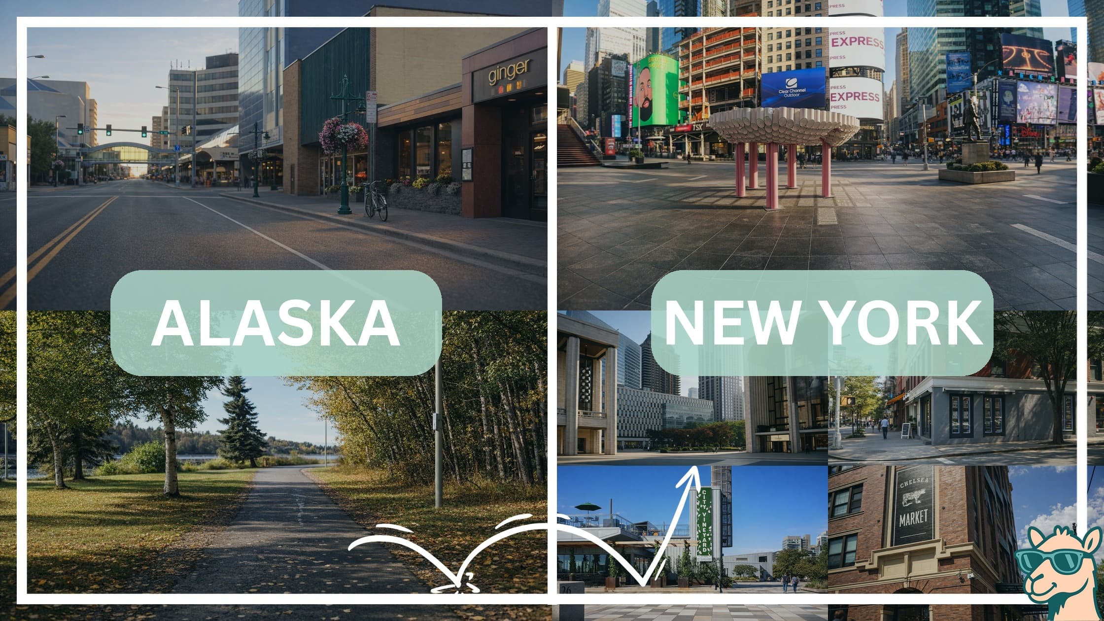 comparison of hotspots between neighborhoods in Alaska and New York