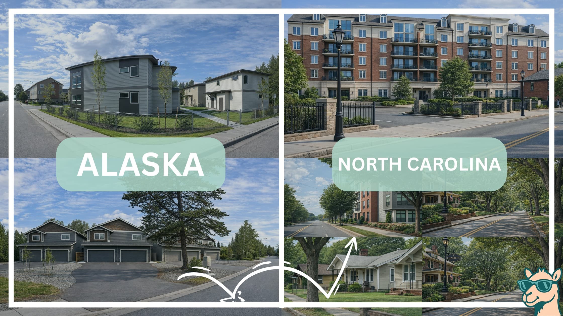 comparison of housing options and types between neighborhoods in Alaska and North Carolina