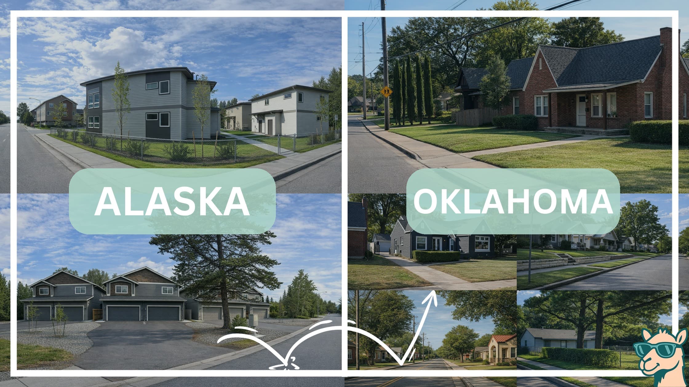 comparison of housing options and types between neighborhoods in Alaska and Oklahoma