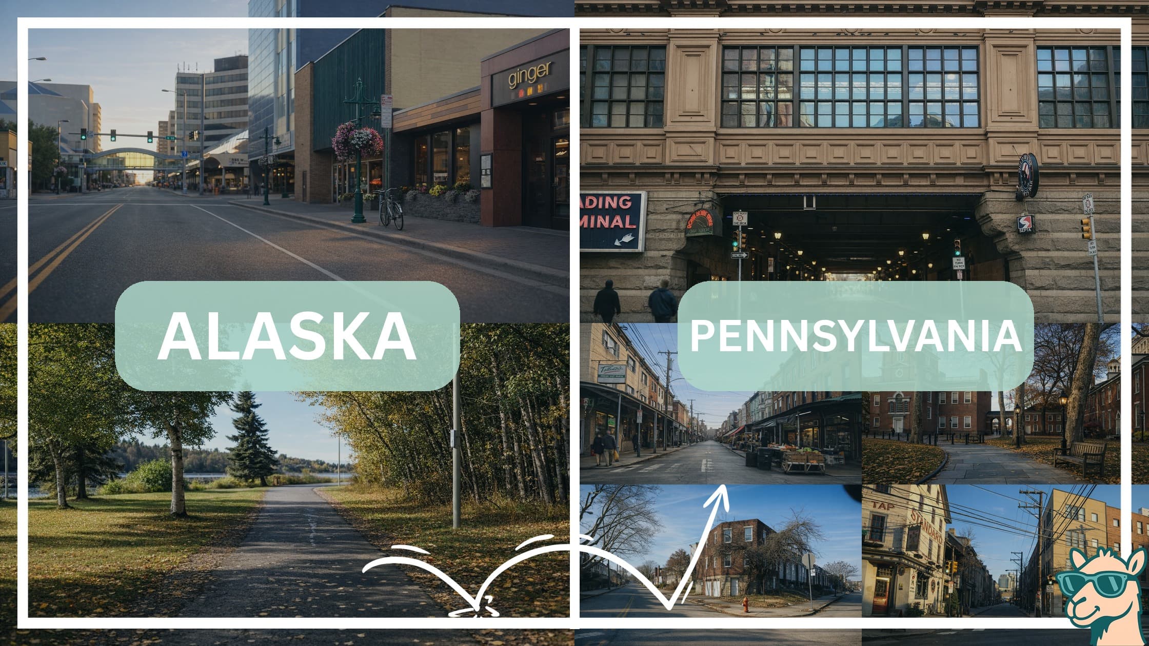 comparison of hotspots between neighborhoods in Alaska and Pennsylvania