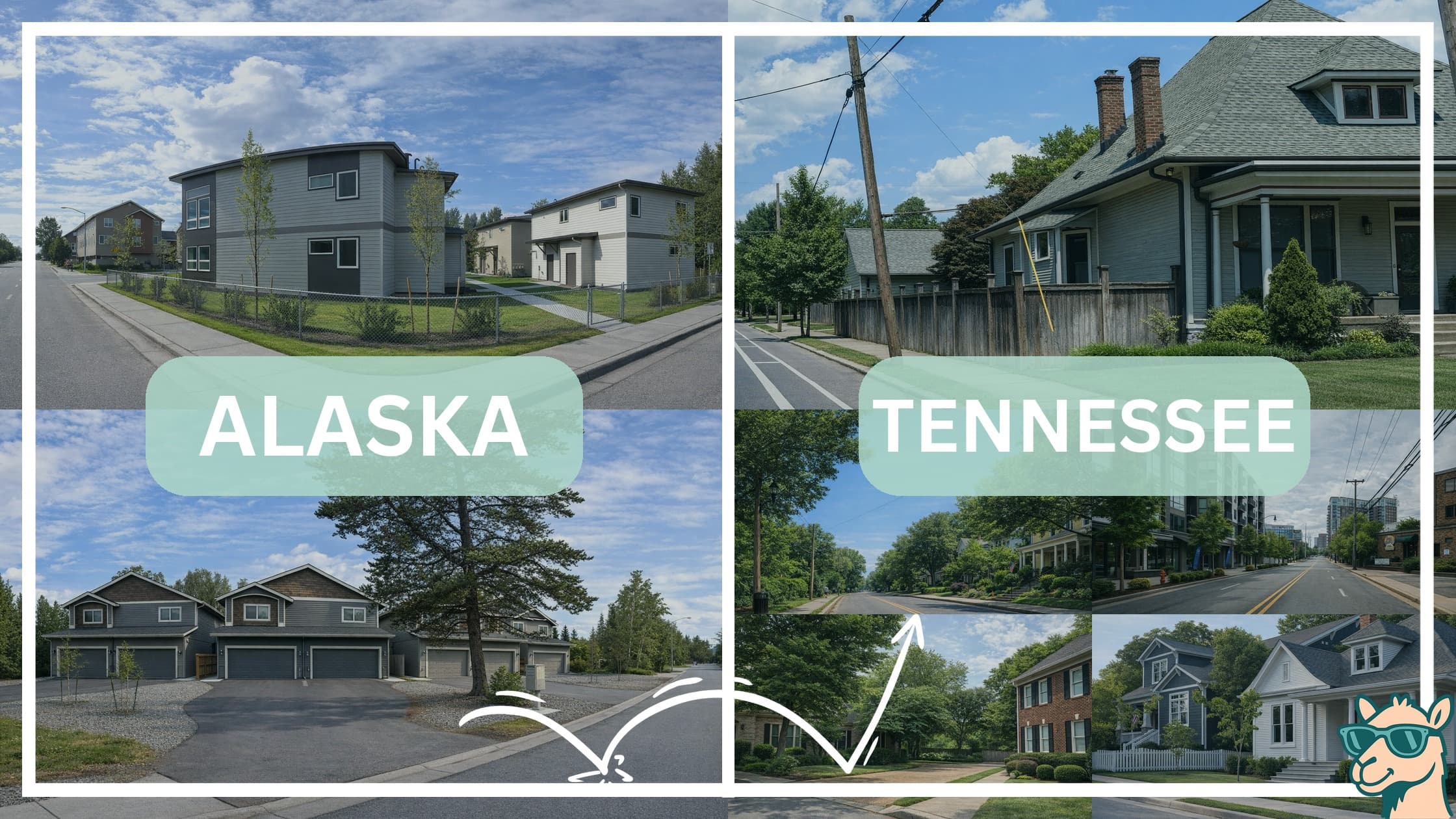 comparison of housing options and types between neighborhoods in Alaska and Tennessee