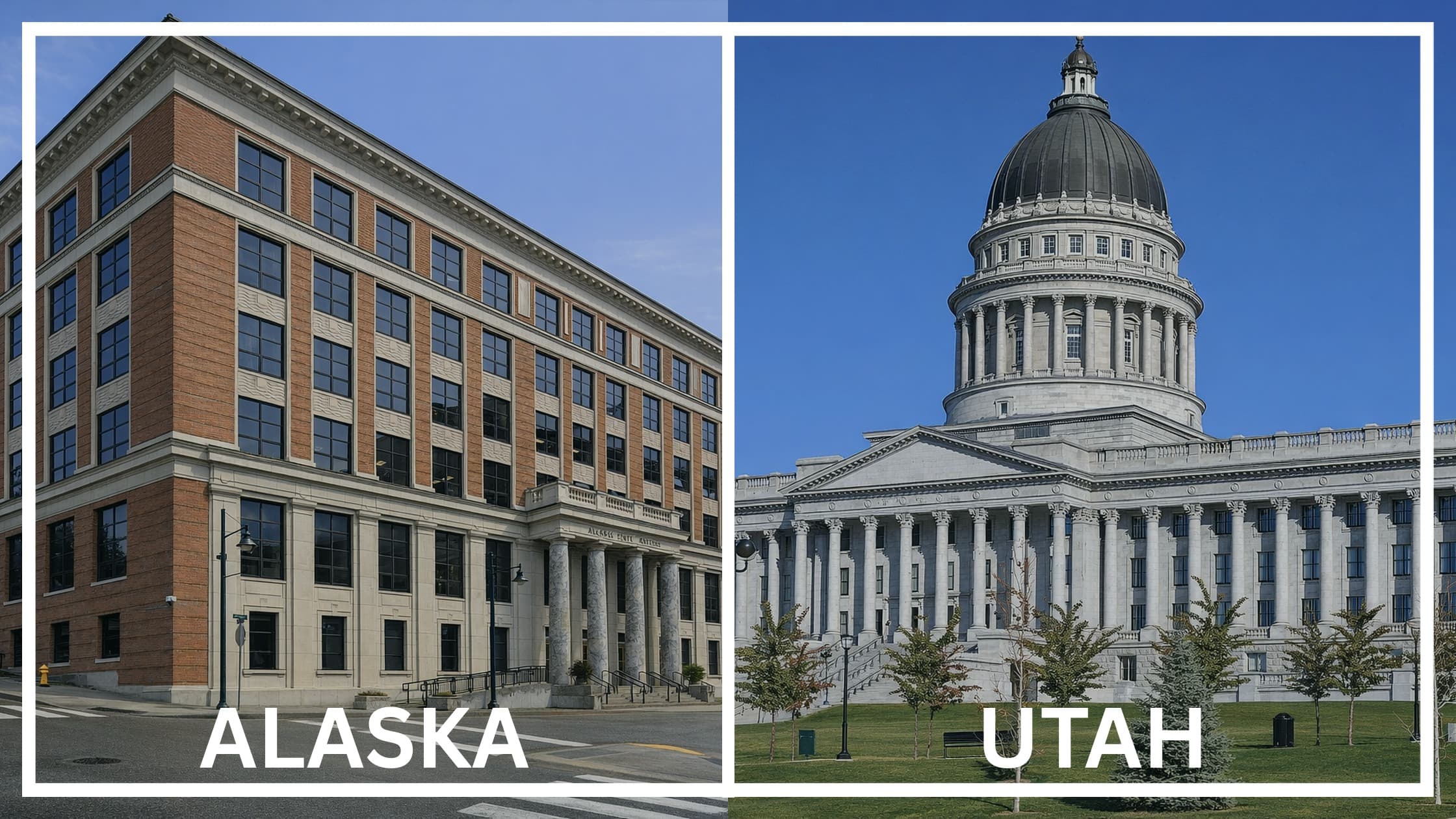Comparing the state capitol buildings between Alaska and Utah.