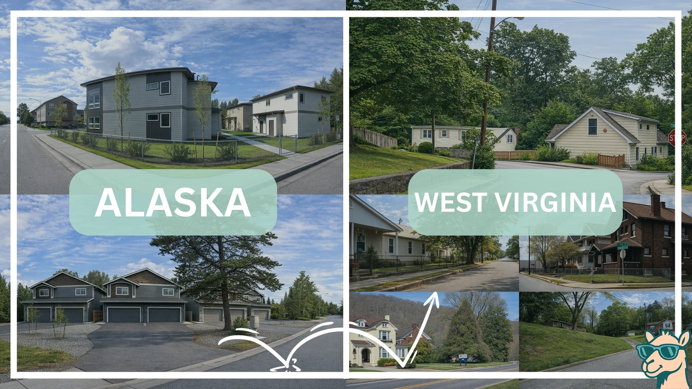 comparison of housing options and types between neighborhoods in Alaska and West Virginia