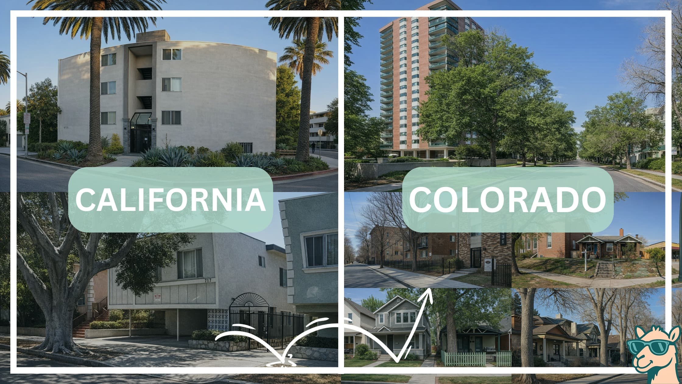 comparison of housing options and types between neighborhoods in California and Colorado