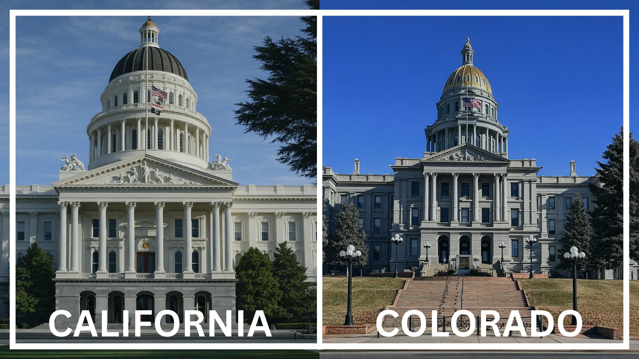 Comparing the state capitol buildings between California and Colorado.