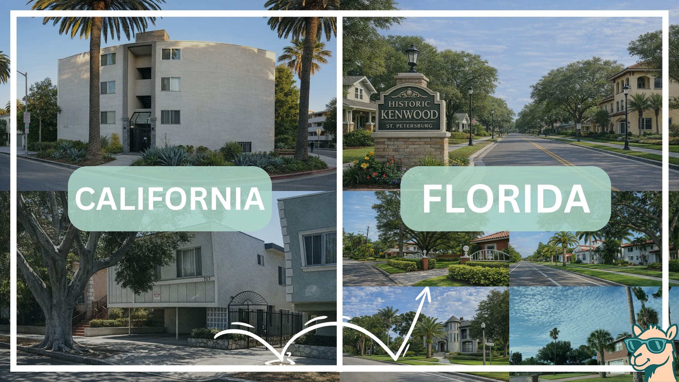 comparison of housing options and types between neighborhoods in California and Florida