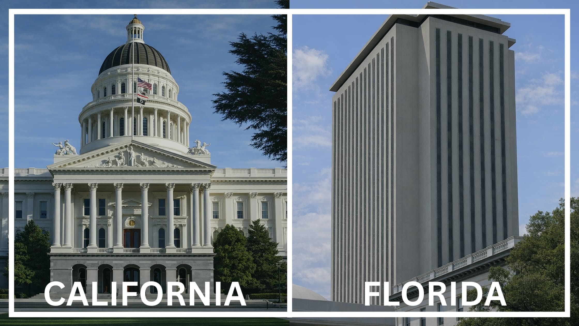 Comparing the state capitol buildings between California and Florida.