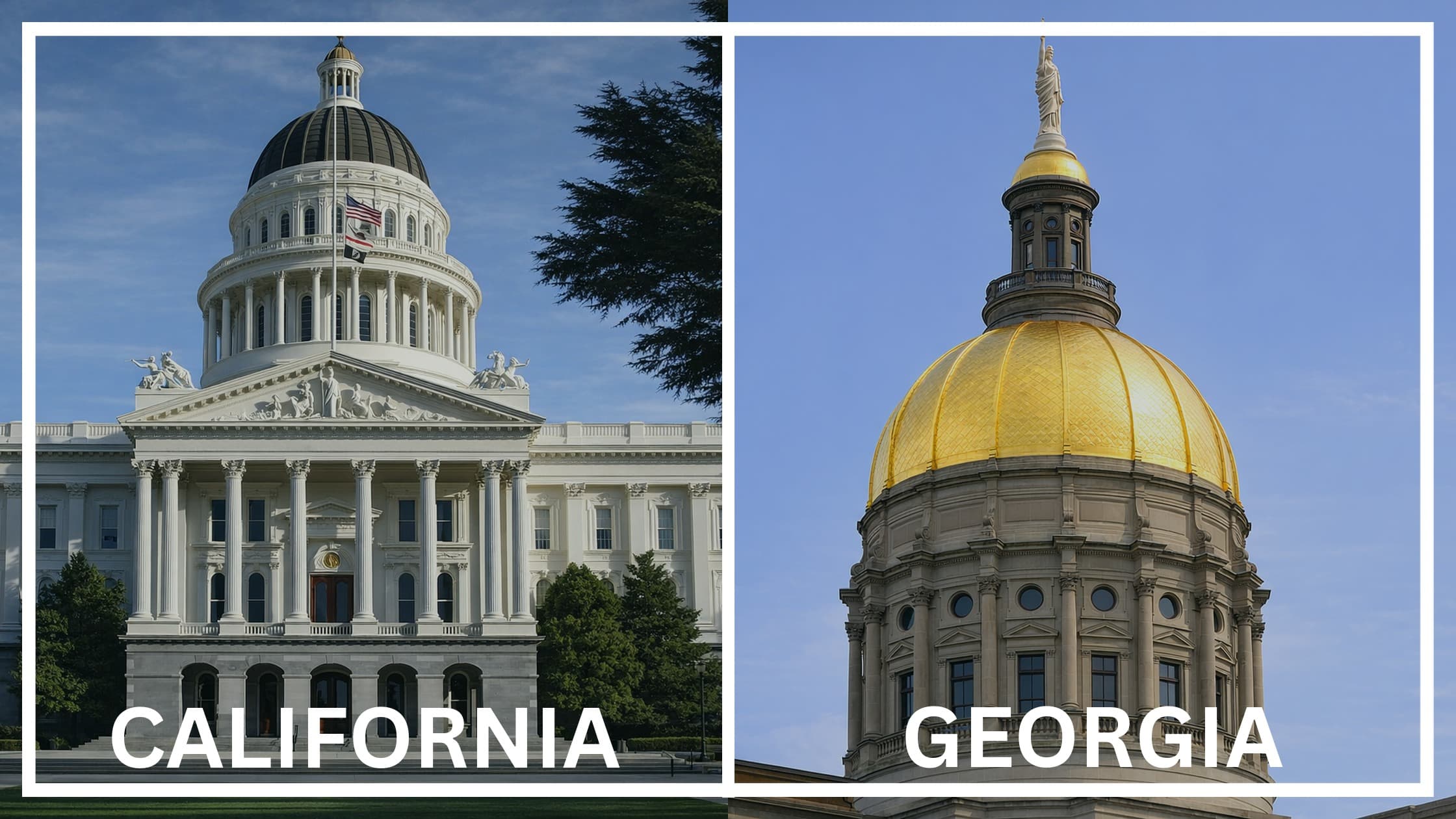 Comparing the state capitol buildings between California and Georgia.