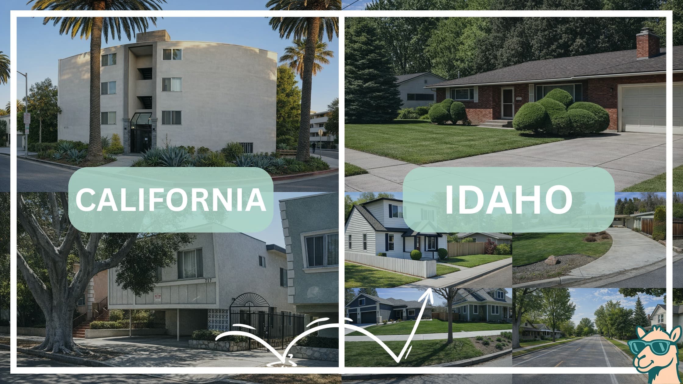 comparison of housing options and types between neighborhoods in California and Idaho