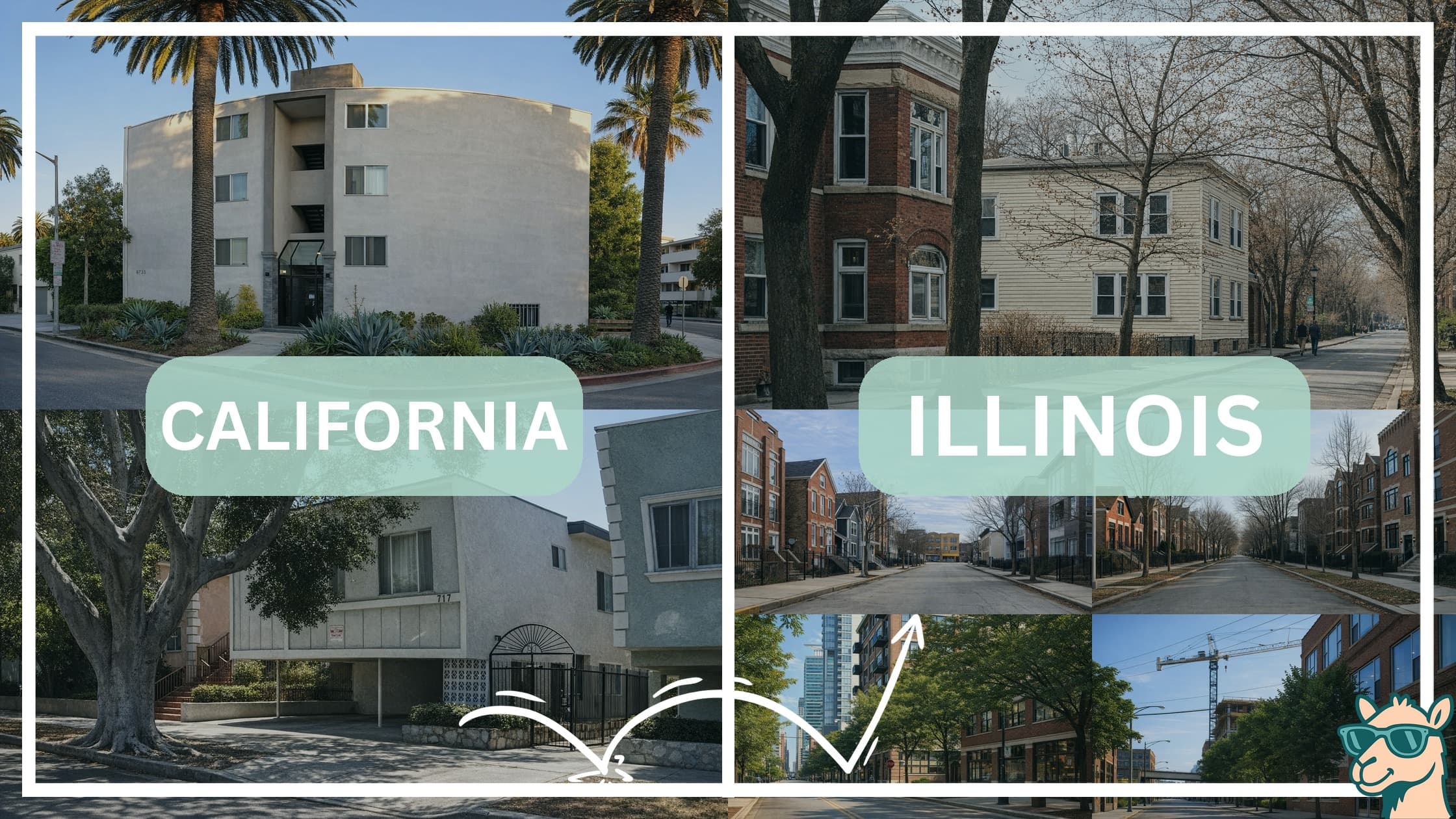 comparison of housing options and types between neighborhoods in California and Illinois
