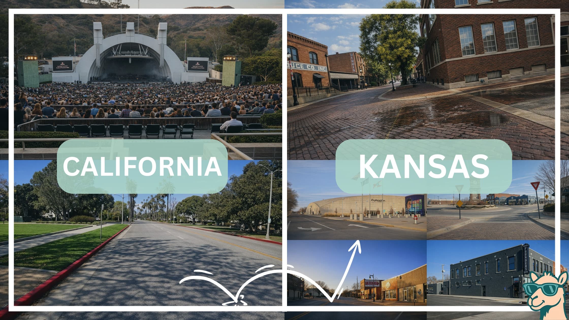 comparison of hotspots between neighborhoods in California and Kansas
