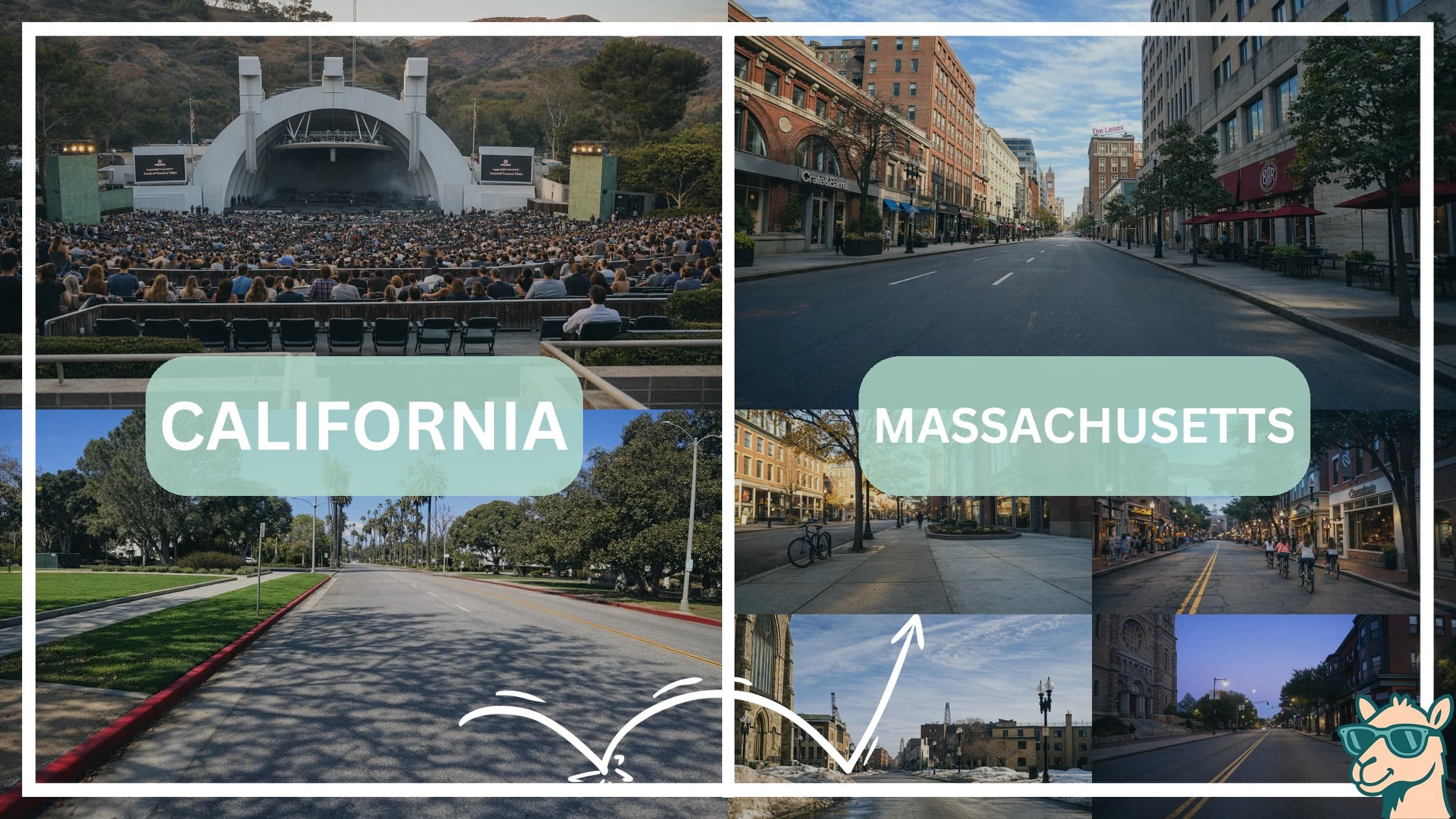 comparison of hotspots between neighborhoods in California and Massachusetts