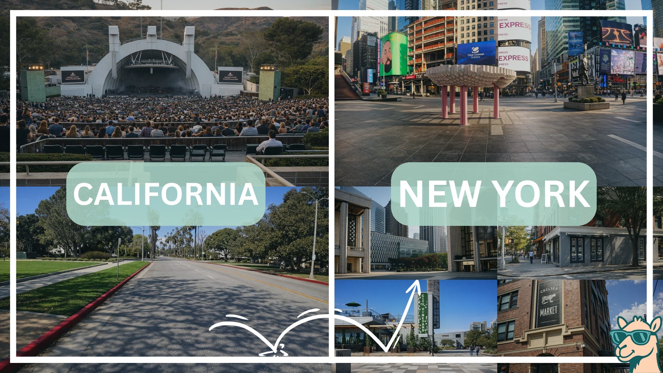comparison of hotspots between neighborhoods in California and New York
