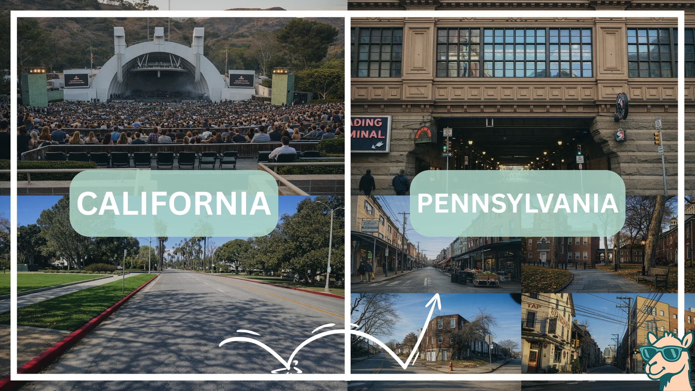 comparison of hotspots between neighborhoods in California and Pennsylvania
