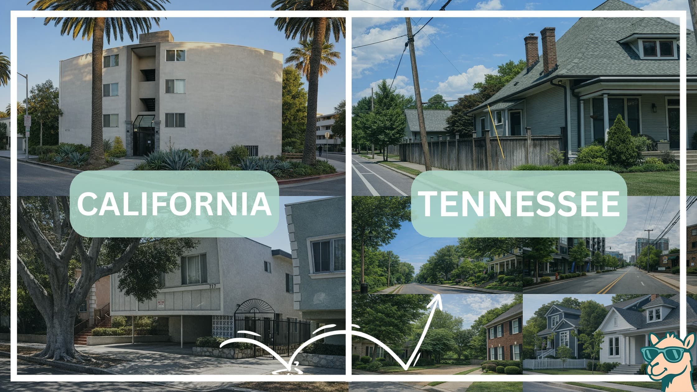 comparison of housing options and types between neighborhoods in California and Tennessee