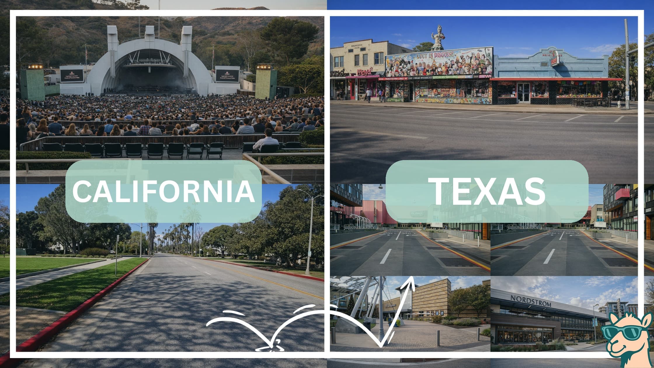 comparison of hotspots between neighborhoods in California and Texas