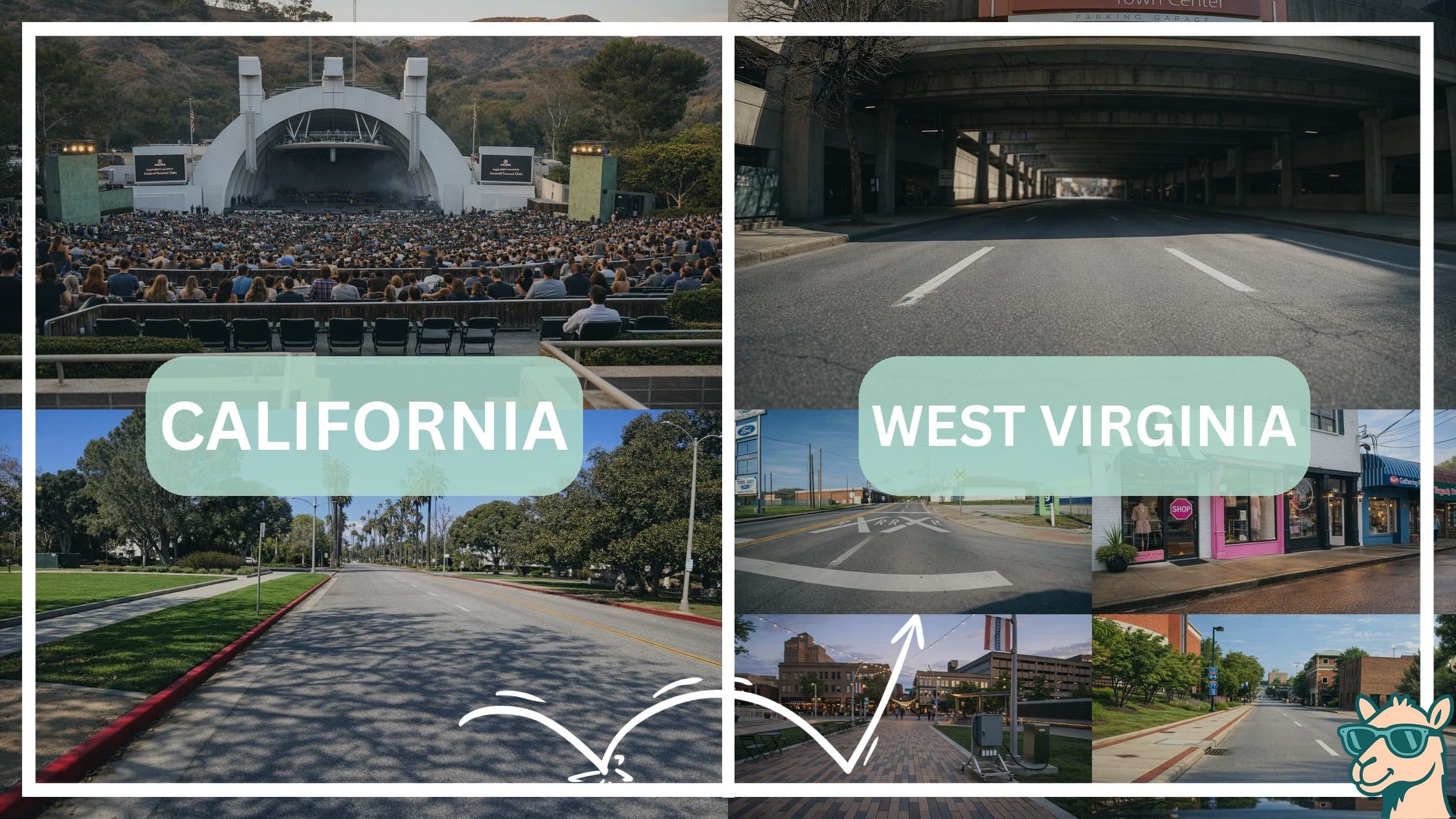 comparison of hotspots between neighborhoods in California and West Virginia