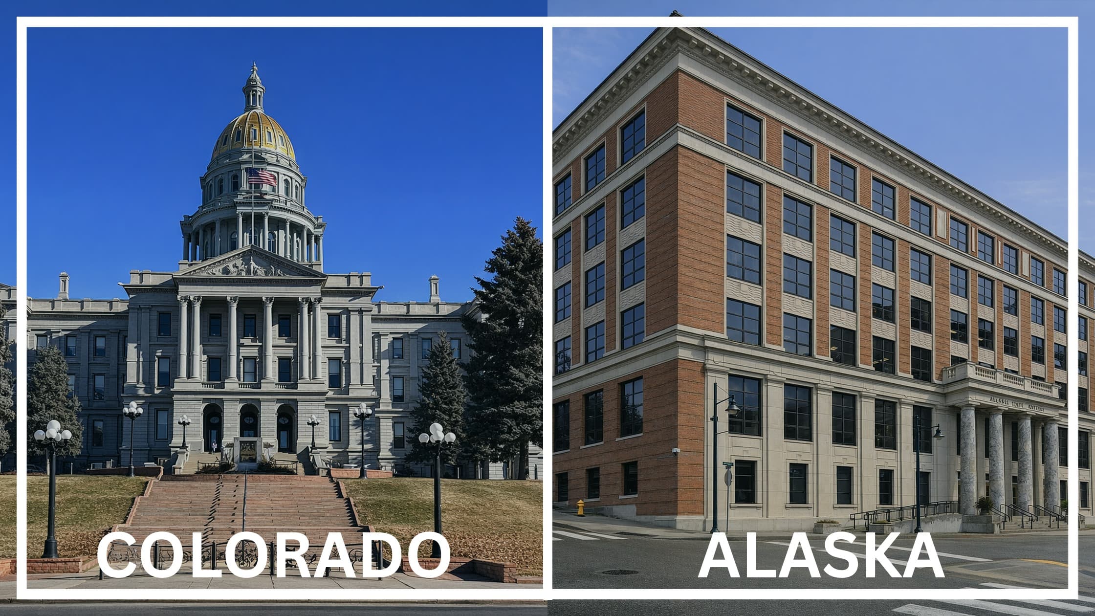 Comparing the state capitol buildings between Colorado and Alaska.