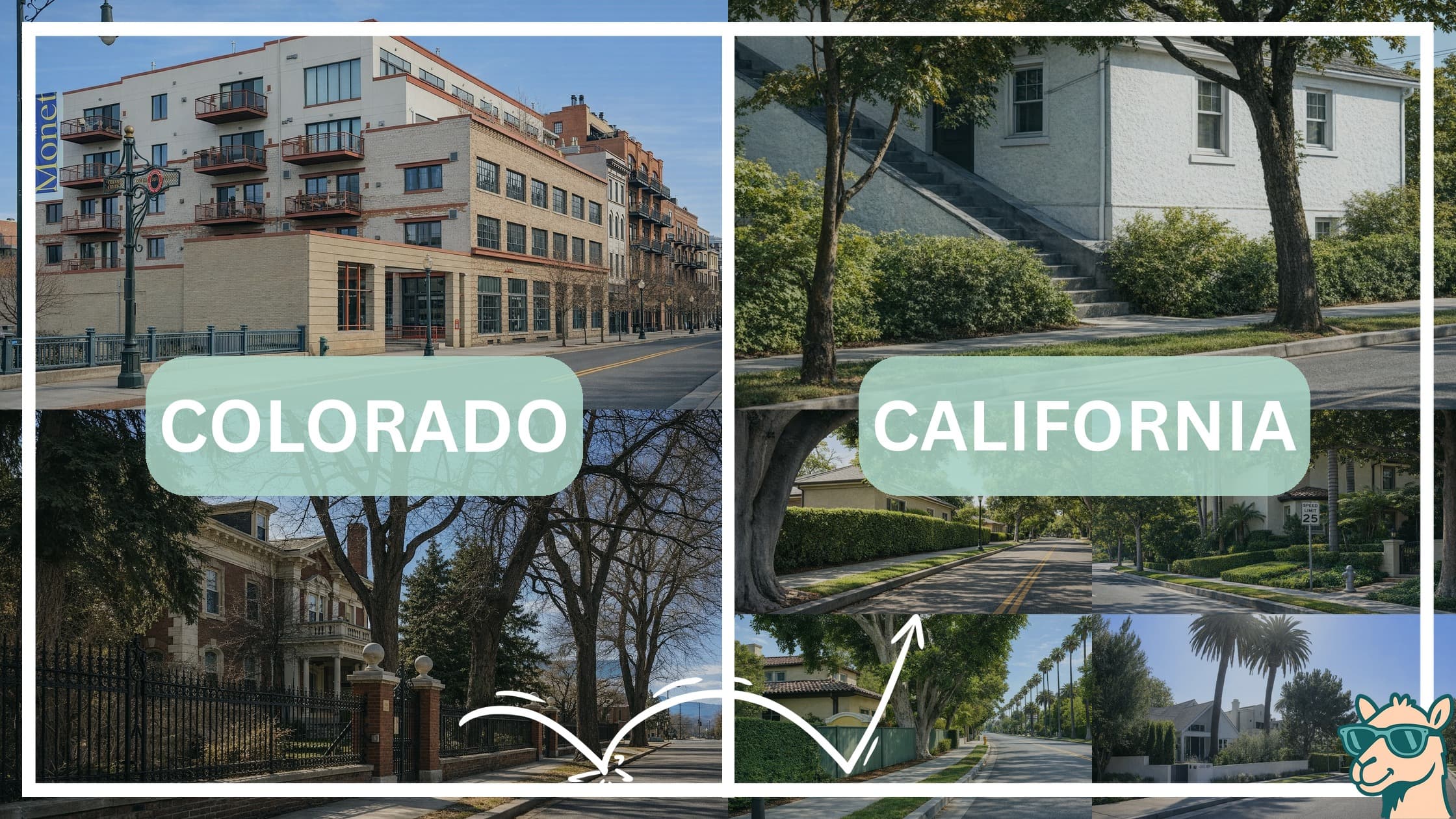 comparison of housing options and types between neighborhoods in Colorado and California