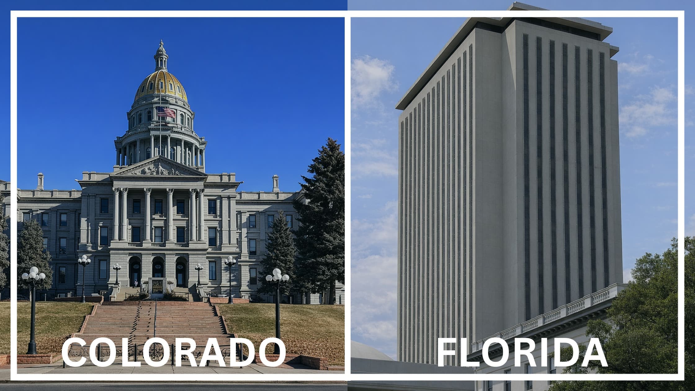 Comparing the state capitol buildings between Colorado and Florida.