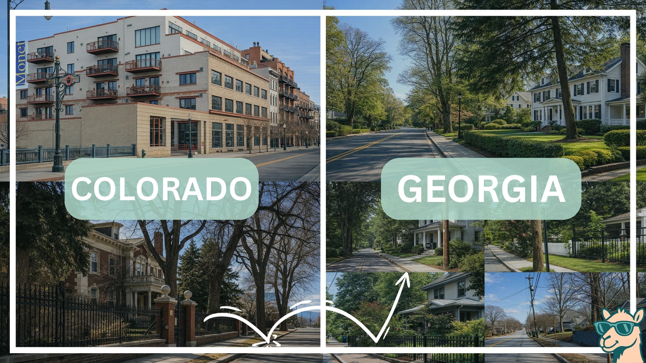 comparison of housing options and types between neighborhoods in Colorado and Georgia
