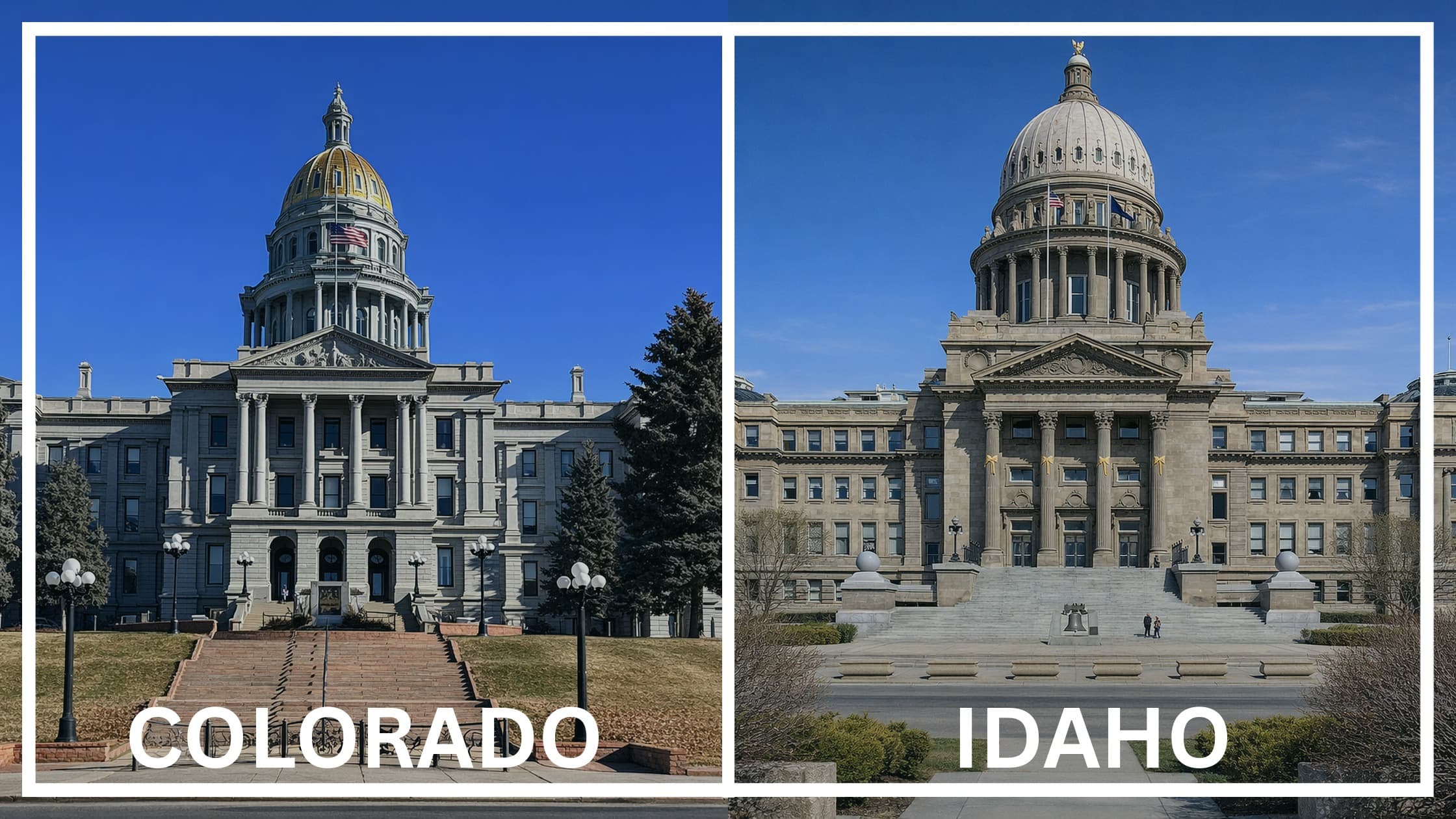Comparing the state capitol buildings between Colorado and Idaho.