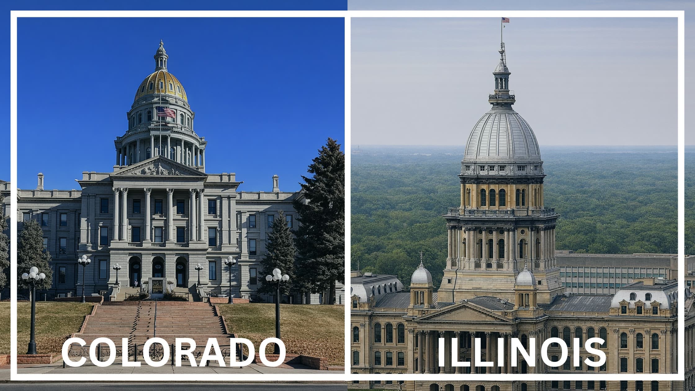 Comparing the state capitol buildings between Colorado and Illinois.