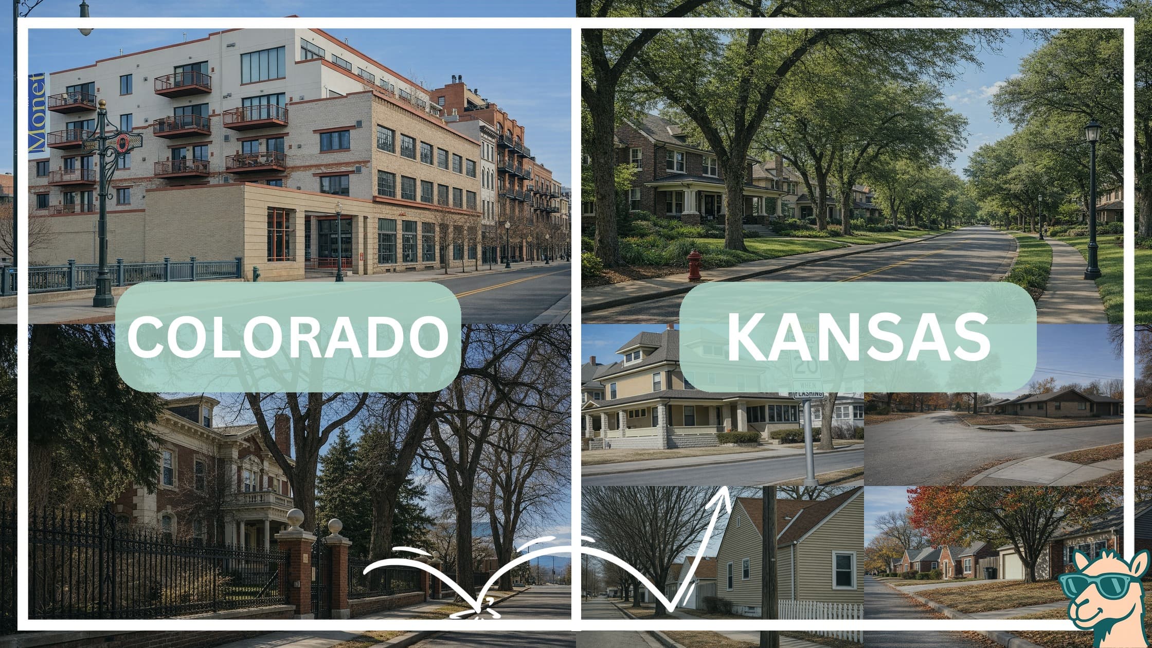 comparison of housing options and types between neighborhoods in Colorado and Kansas