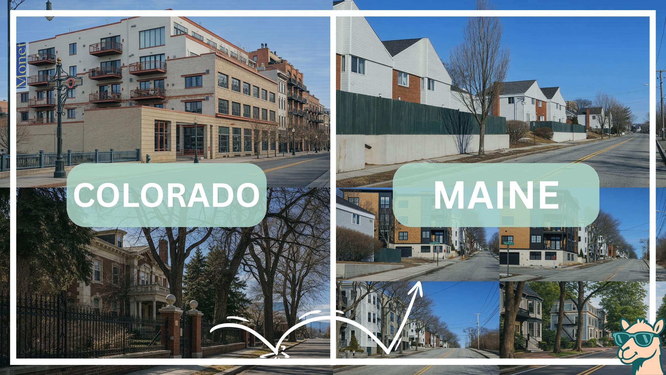comparison of housing options and types between neighborhoods in Colorado and Maine